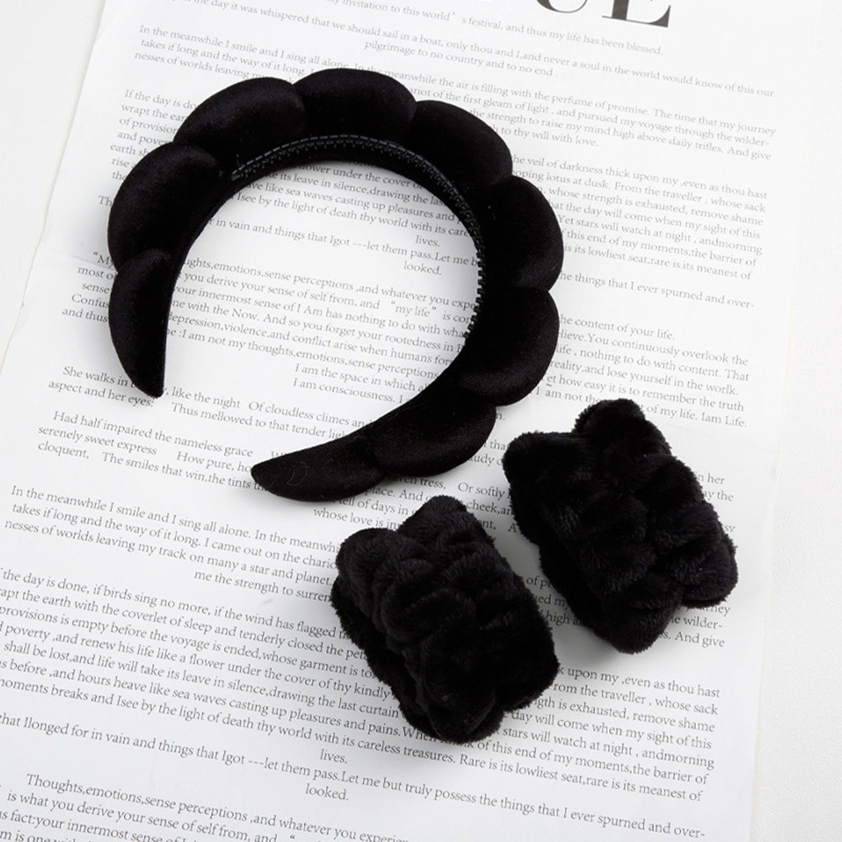 3 Set Armband CTGtree Anti Handgelenk -Schildkrötenserviette+Boutique Schwarz Haarband Haarreif Haarbänder Waschband Stück Makeup -Bleit
