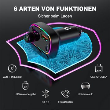 neue dawn Auto USB C Ladegerät FM Transmitter Bluetooth 5.0 MP3 LED Display USB-Ladegerät