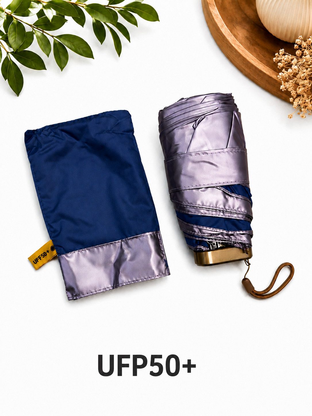 ILOKEN Taschenregenschirm UFP50+ UV Schutz Sonnenschirm Damen automatisch klein & leicht faltbar, Schutzhülle inklusive, ideal für unterwegs