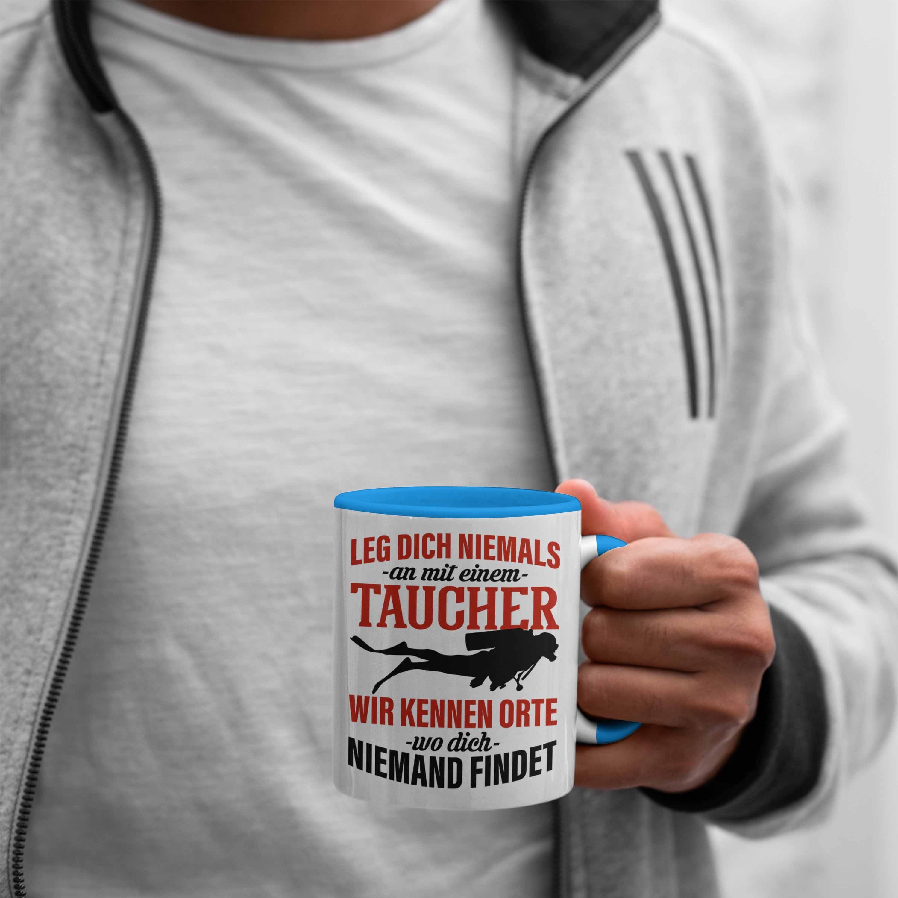 Trendation Dich Tauch-Lehrer Geschenk Mit Taucher An Blau Tasse Tasse Sport Leg Nicht Einem