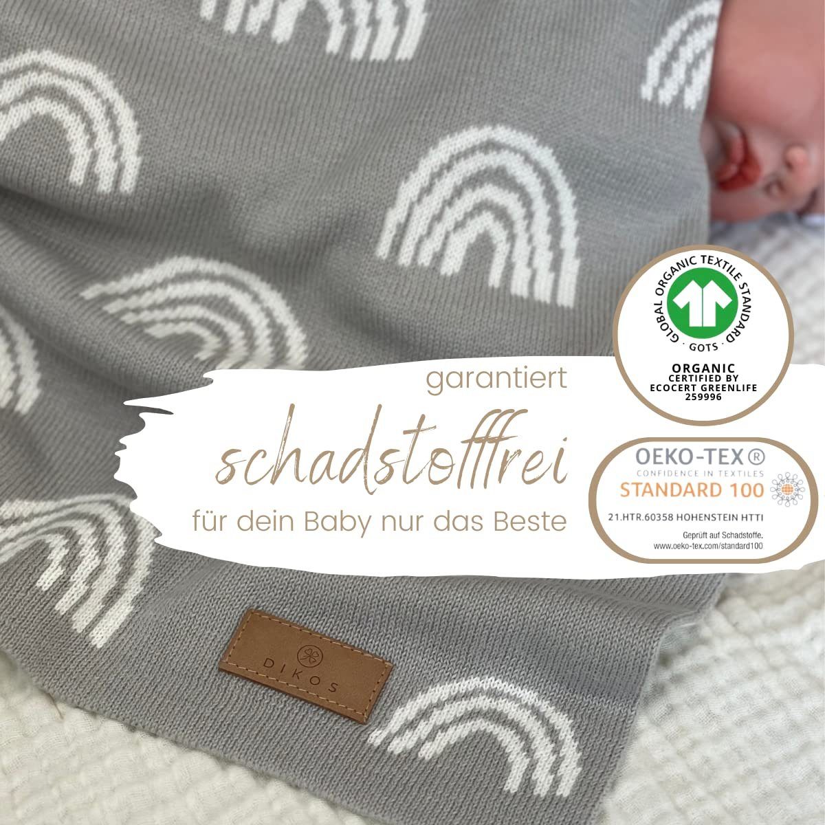 Babydecke DIKOS® Babydecke Baumwolle – Regenbögen günstig online kaufen