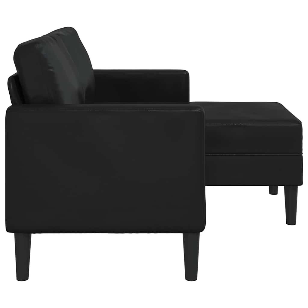 vidaXL Sofa 2-Sitzer-Sofa mit Chaiselongue L-förmig Schwarz 125 cm Kunstleder, 1 Teile – Bild 5 von 5