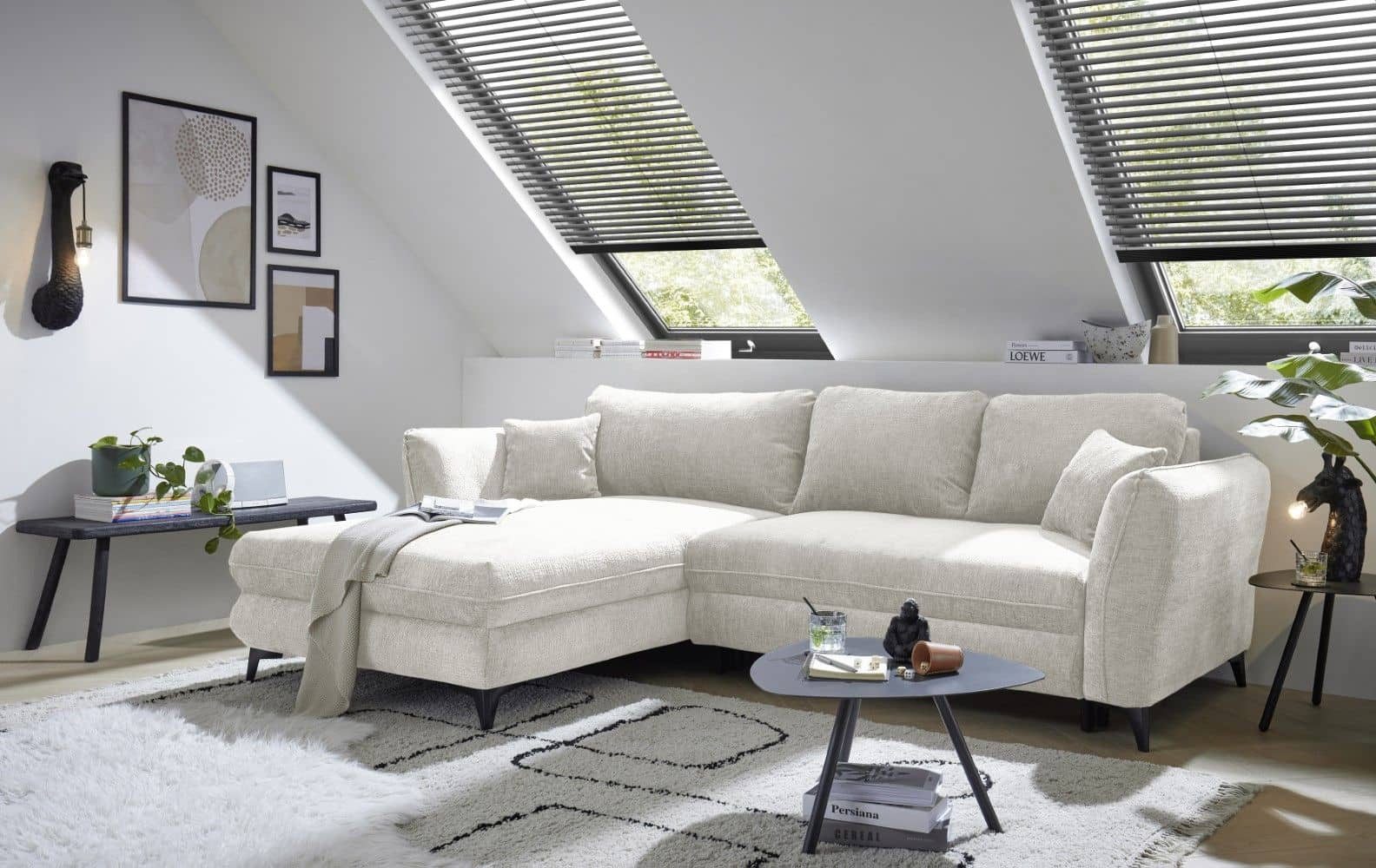 ED EXCITING DESIGN Ecksofa Heyland mit Schlaffunktion und Bettkasten, Beidseitig montierbar mit Schlaffunktion und Bettkasten