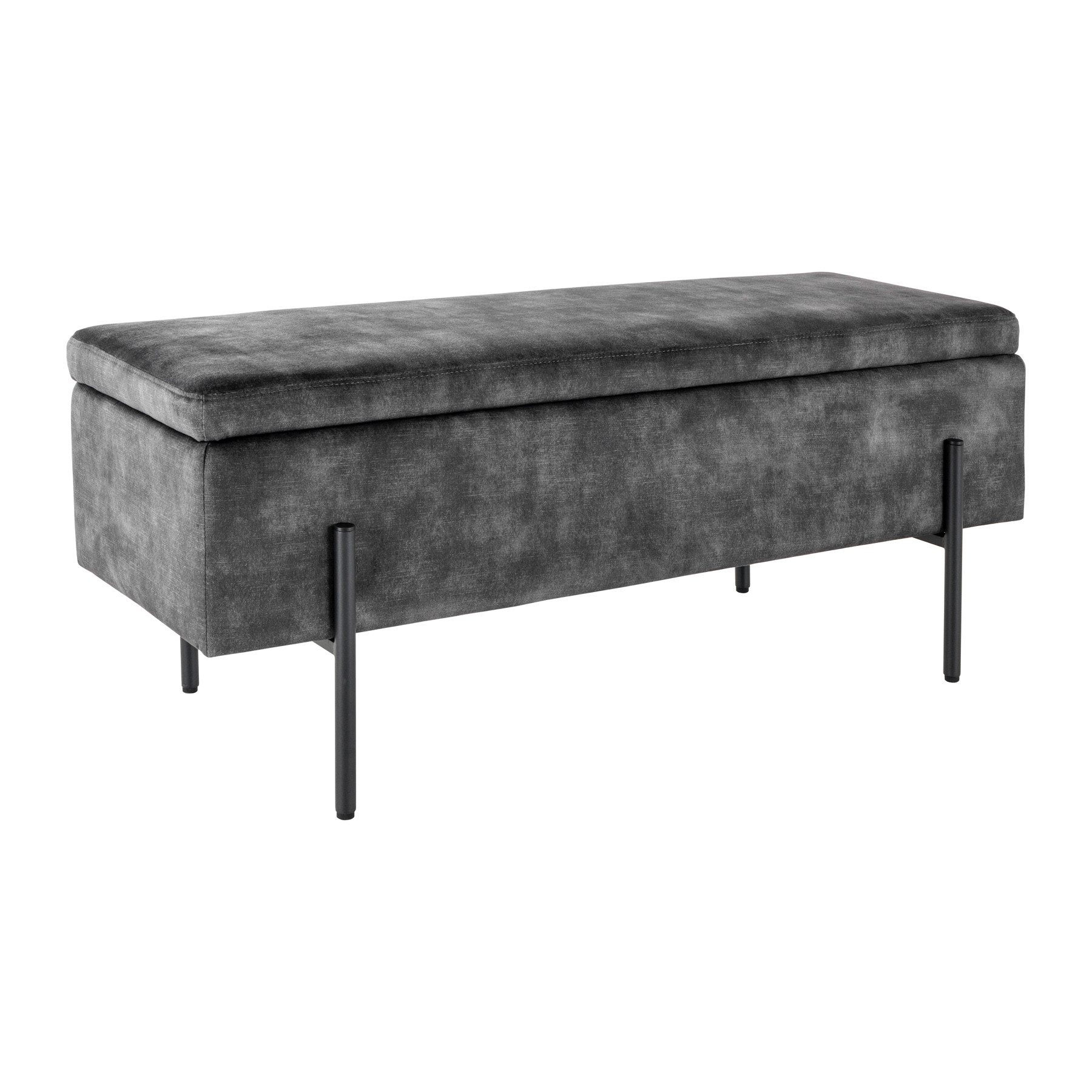 riess-ambiente Sitzbank LOFT 100cm grau / schwarz (Einzelartikel, 1-St), Wohnzimmer · Samt · Metall · mit Stauraum · Flur · Schlafzimmer