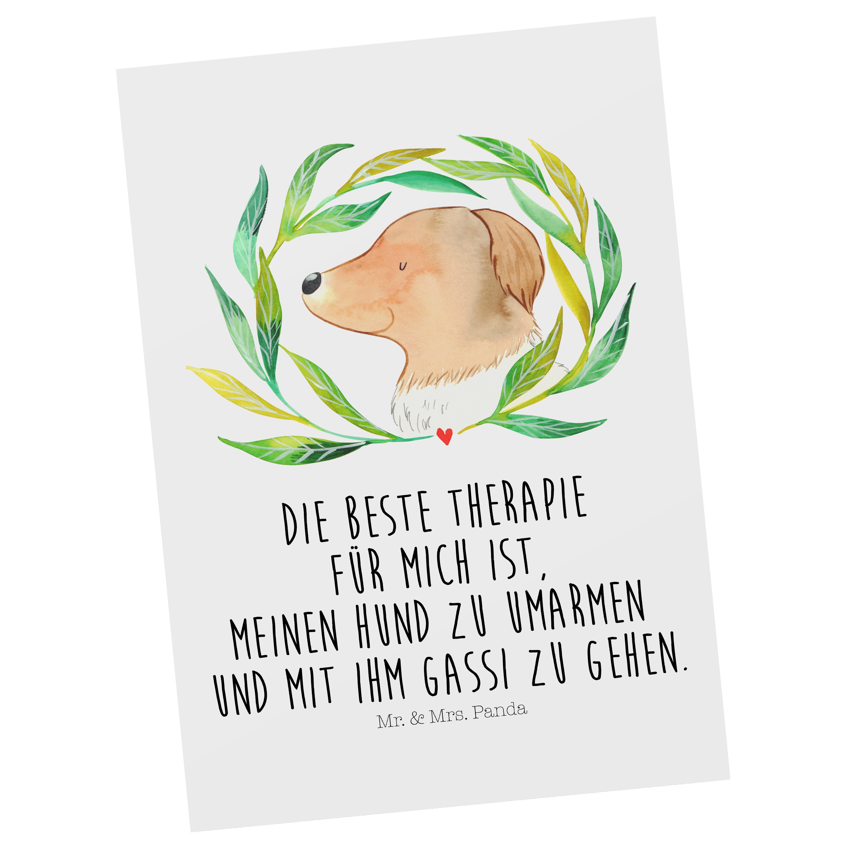 Mr. & Mrs. Panda Postkarte Hund Ranke - Weiß - Geschenk, Grußkarte, Hunderasse, Hundemama, Vierb
