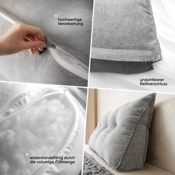 Björn&Schiller Rückenkissen grau 100 cm - Lesekissen für Bett und Sofa, Rückenpolster für die Wand, Keilkissen mit waschbarem Bezug, Ideal zum Anlehnen im Bett, Ideal zum Anlehnen im Bett