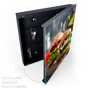 Primedeco Schlüsselkasten Magnetpinnwand mit Glasfront Zwei Burger (1 St)