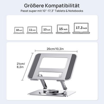 VSIUO Laptoptisch Laptop ständer mit 360 Drehbarer Basis, Verstellbarer laptopständer (Kohlenstoffstahl notebook ständer für Laptop (10-17.3 Zoll), Belüfteter und faltbarer, Kompatibel mit MacBook Air, Pro, Samsung