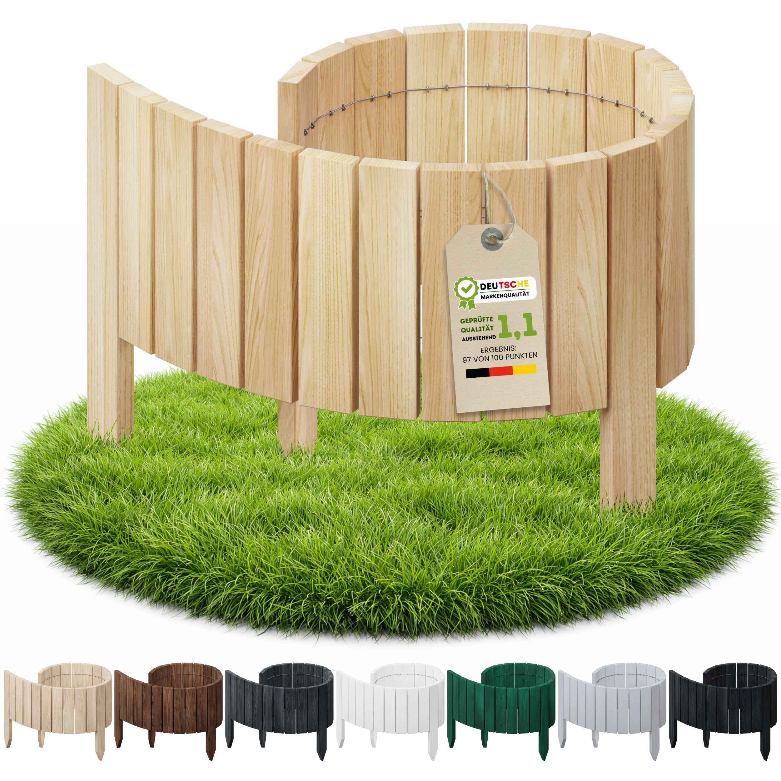 Floranica Palisade Flexible Beeteinfassung Rollborder Beetumrandung Rasenkante Holzzaun, LxH: 100x40 cm, Natur, Rasenbegrenzung Dekozaun Umzäunung von Blumenbeeten Kräutergarten Wege