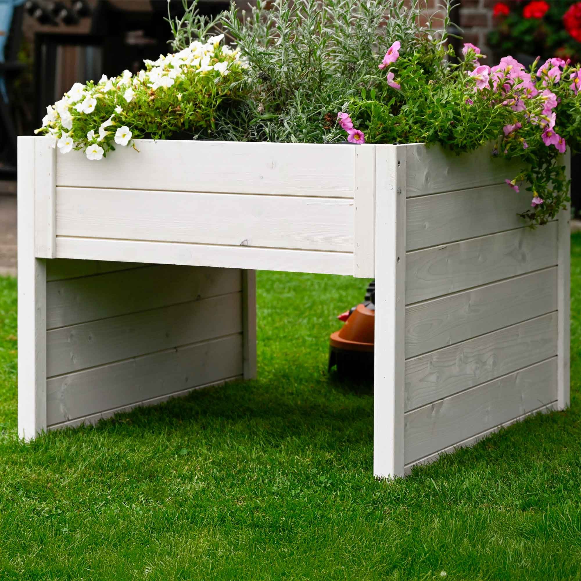 dobar Mähroboter-Garage Mährobotergarage mit Pflanzkasten, Weiß