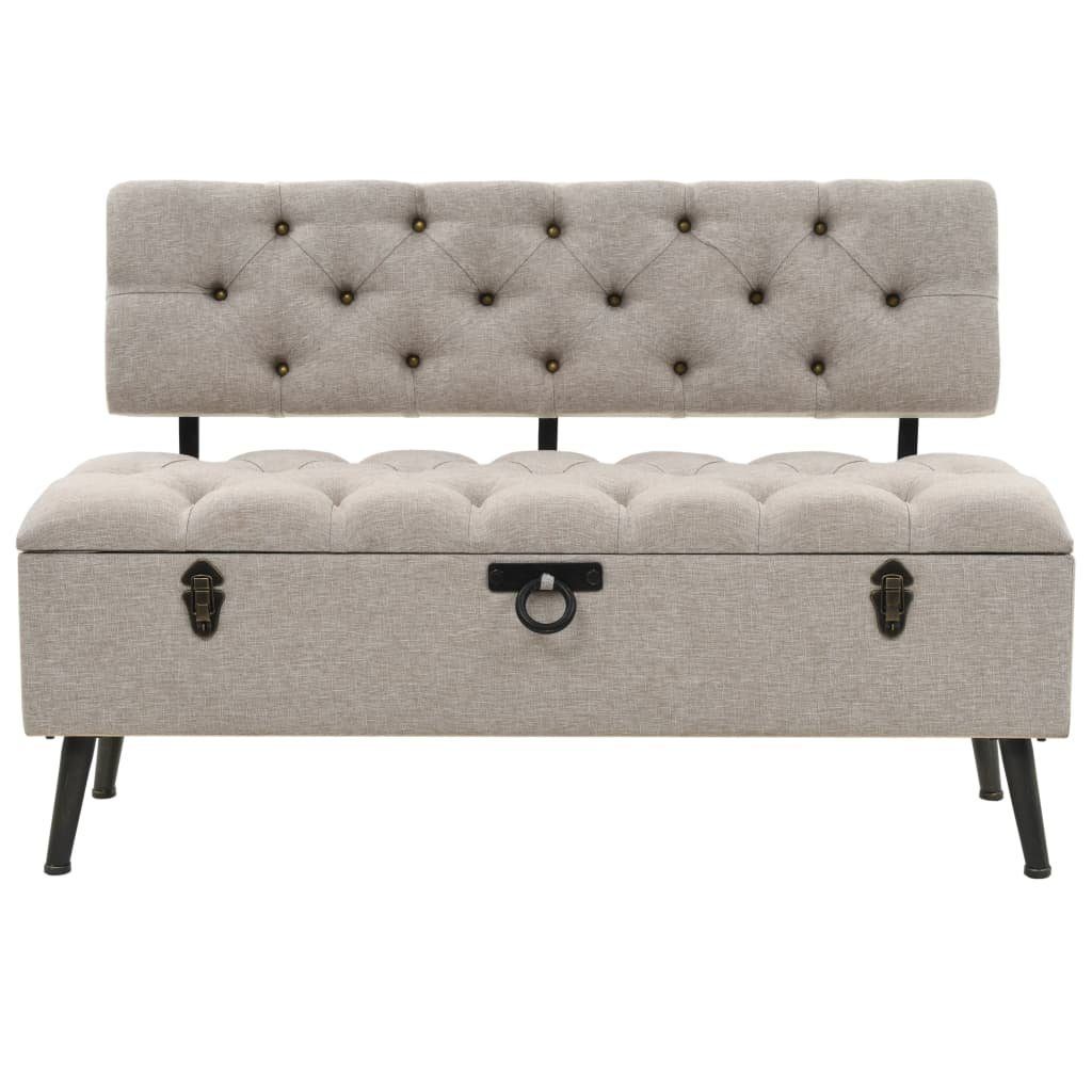 vidaXL Sitzbank Sitzbank mit Stauraum und Rückenlehne 110cm Creme Stoff