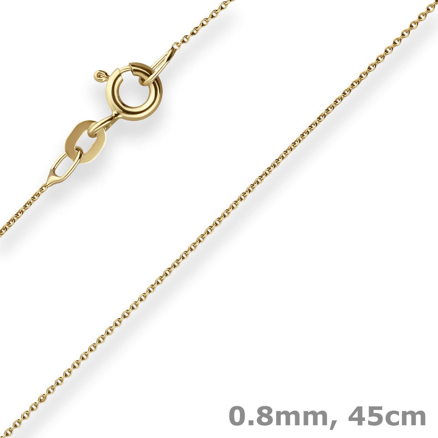 Goldkette 0,8mm Rund-Ankerkette aus 375 Gelbgold 45cm