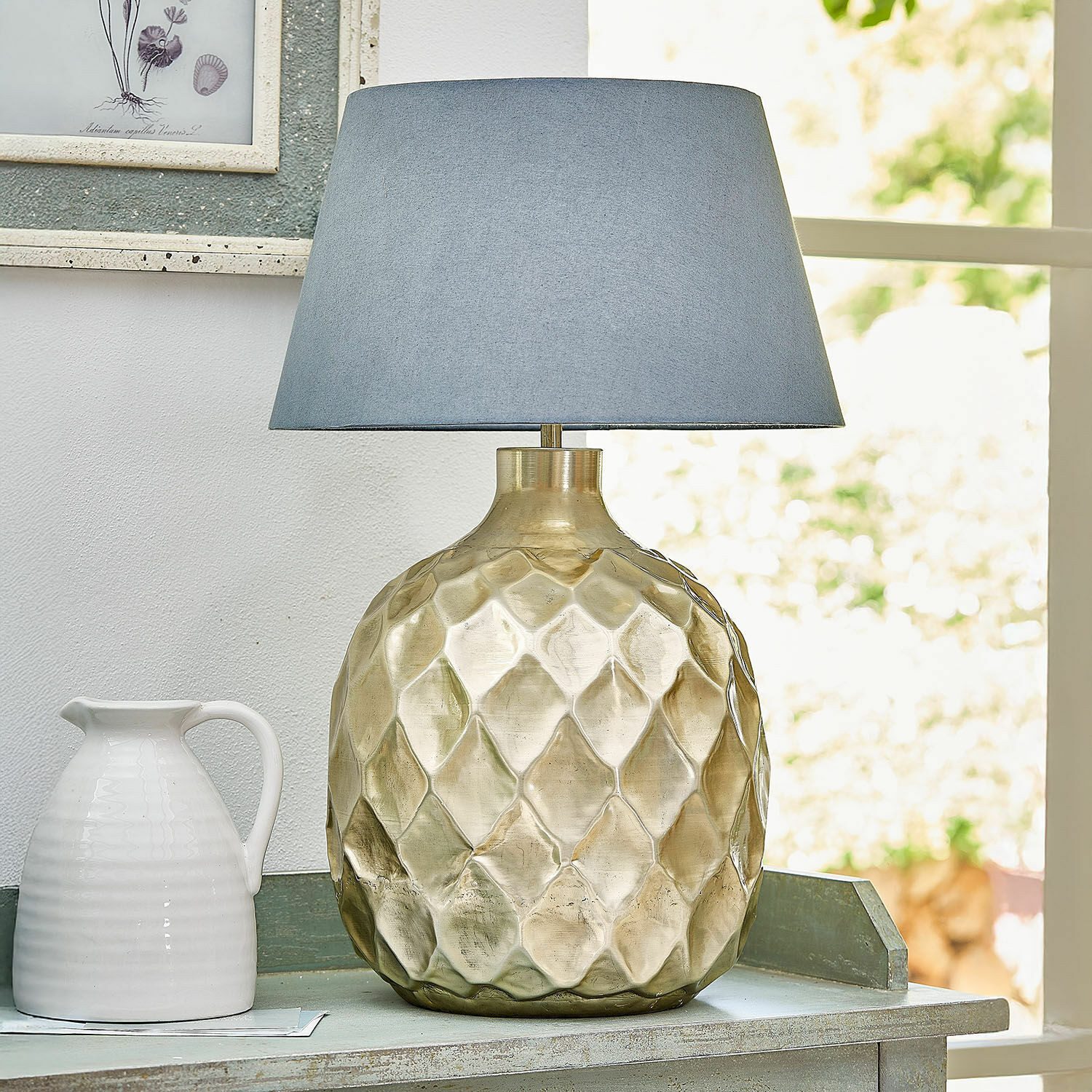 Mirabeau Tischleuchte Tischlampe Maricot silber/grau