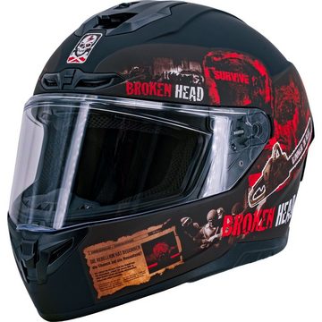 Broken Head Motorradhelm Broken Head Integralhelm Resolution Rot, Mit Symbolen der Revolution!