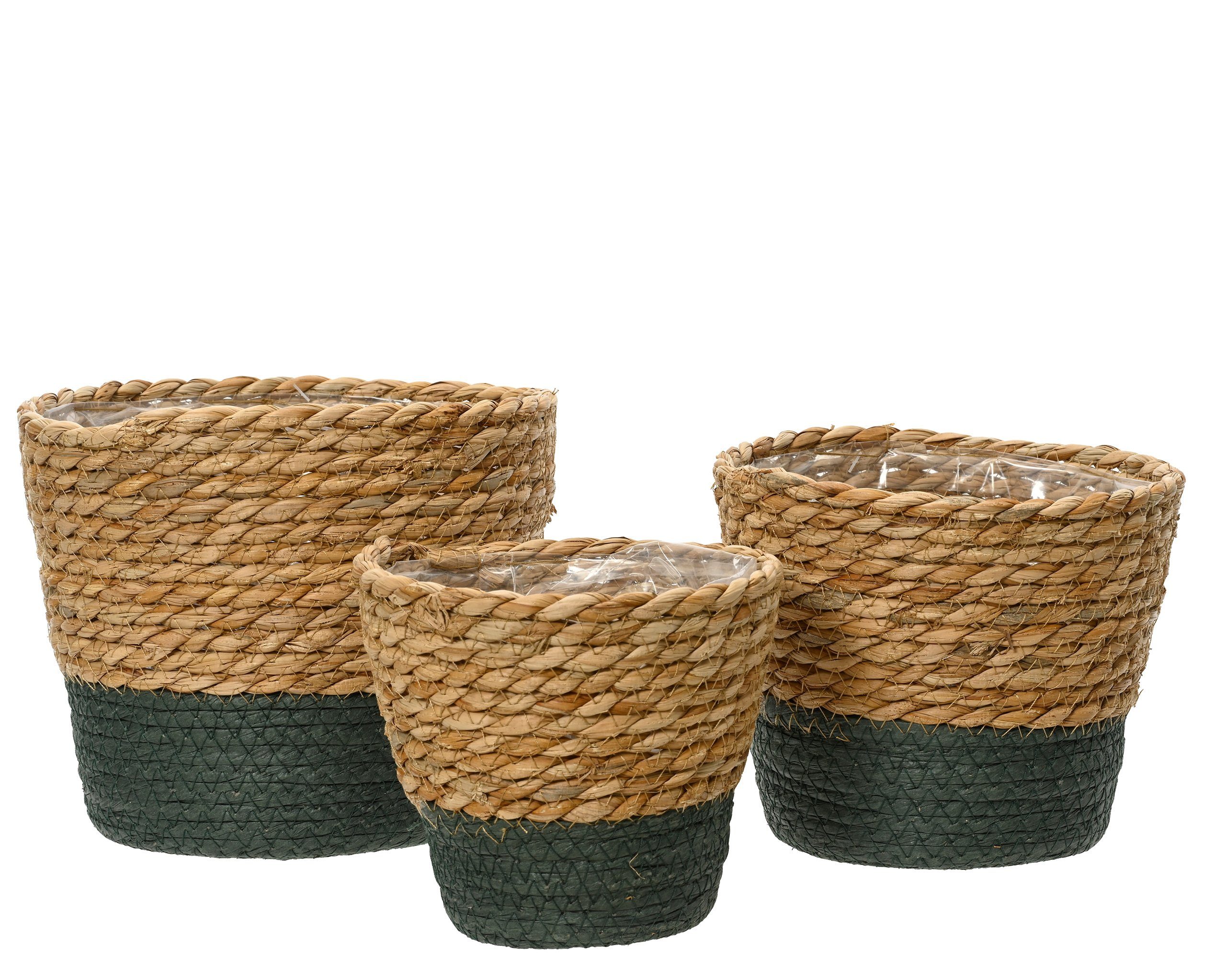 Kaemingk Blumentopf, Blumentopf geflochten 1420cm Natur / Dunkelgrün