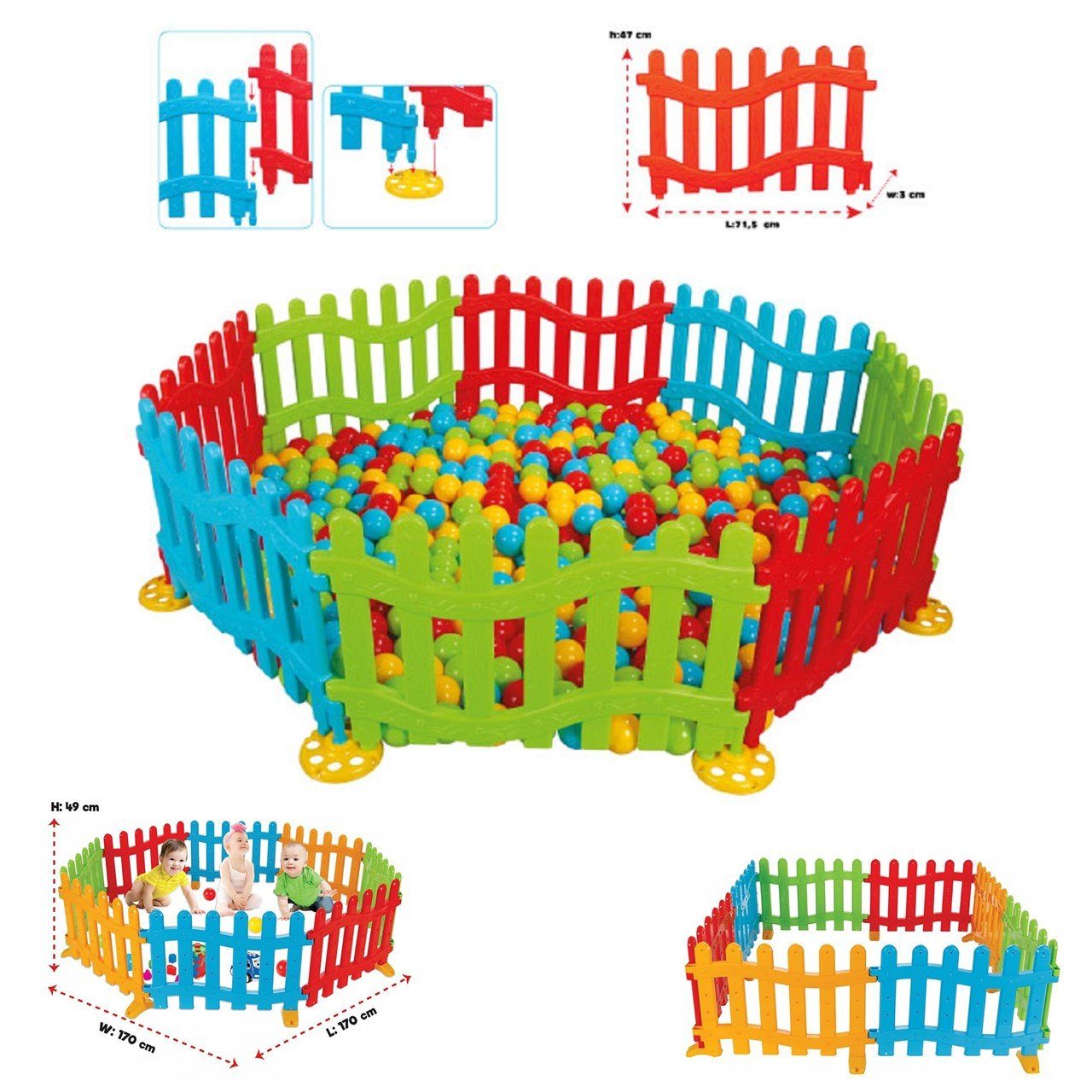 Pilsan Детские манежи Spielzaun, Plastikzaun, Детские манежи 06192, 8 Elemente 68 x 44 x 3 cm