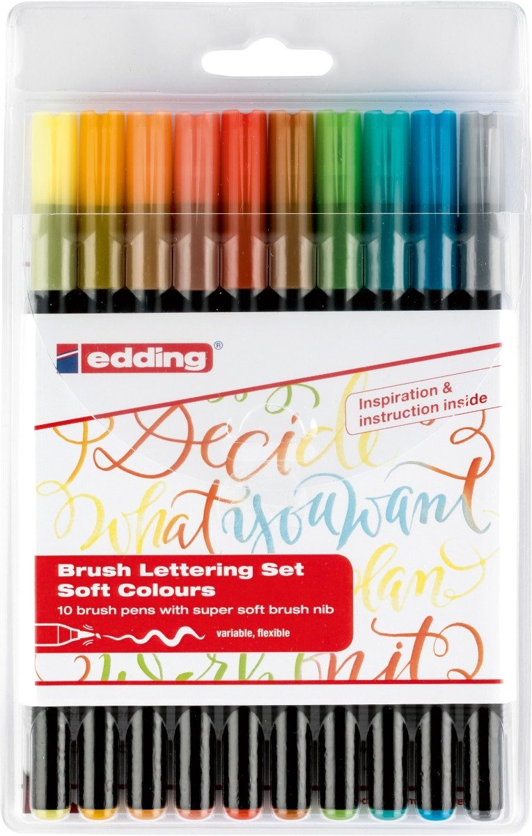 edding Filzstift Pinselmaler edding 1340 Brushpen sanfte Farben VE=10 Farben (10 Stück)