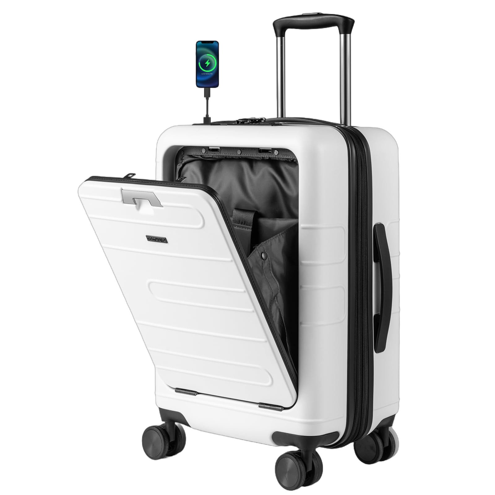 COSTWAY Hartschalen-Trolley 40L, 4 Rollen, mit USB/Typ-C & TSA-Schloss, 20”