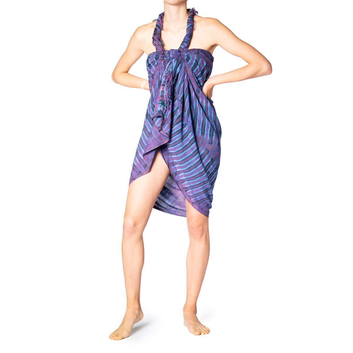 Strandkleid Strandtuch Sarong PANASIAM aus Viskose Design Schultertuch Wrap, Strand TieDye (Nr.6) den Lilaton Bikini Tuch Cover-up Halstuch Pareo leichter für