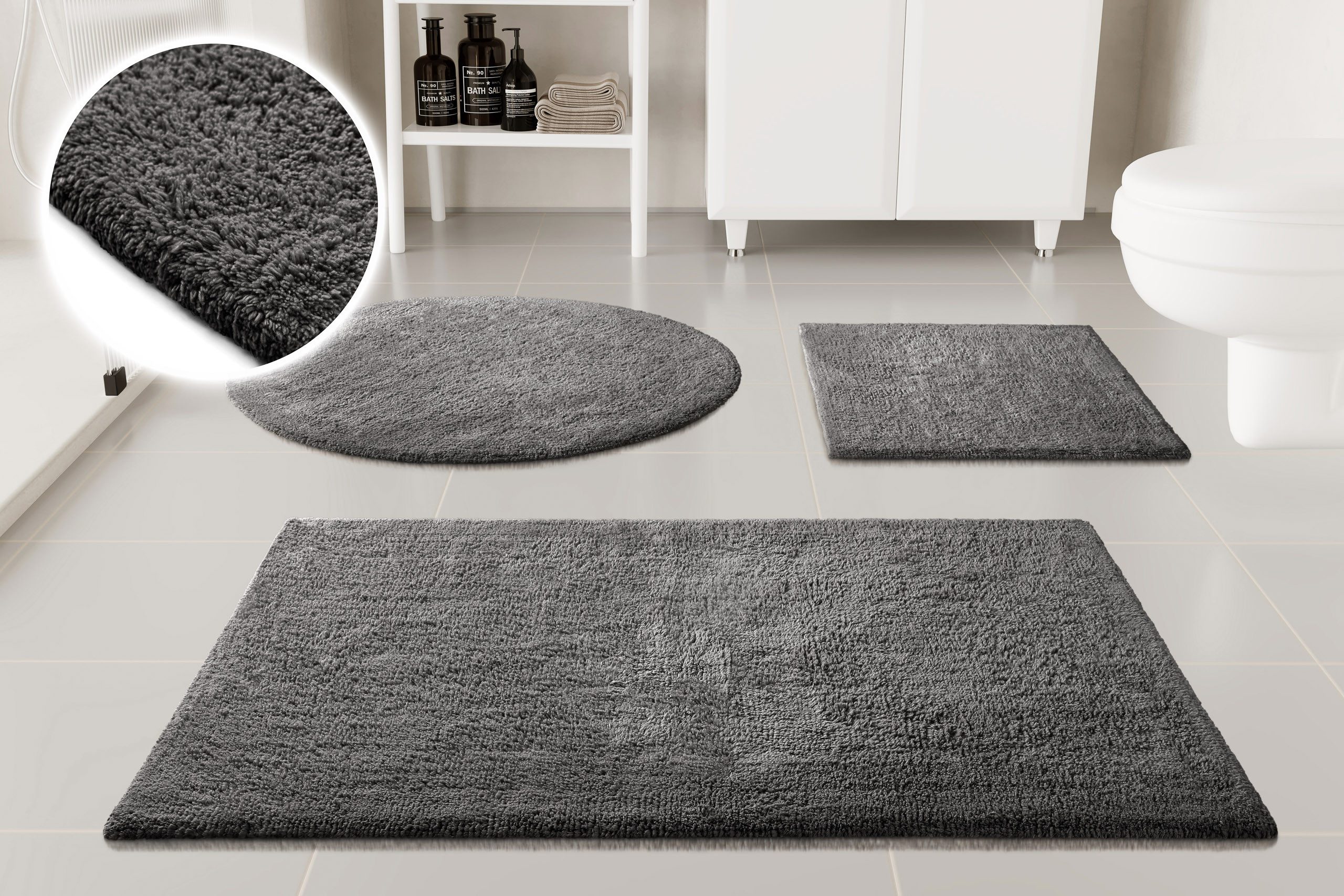 OTTO home Badematte Selenne, uni, viele Farben, Badvorleger, Badezimmer Teppich, Höhe 20 mm, rutschhemmend beschichtet, fußbodenheizungsgeeignet, Baumwolle, rechteckig, Badteppich, getuftet, modern, Uni, antirutsch, flauschig, Baumwolle