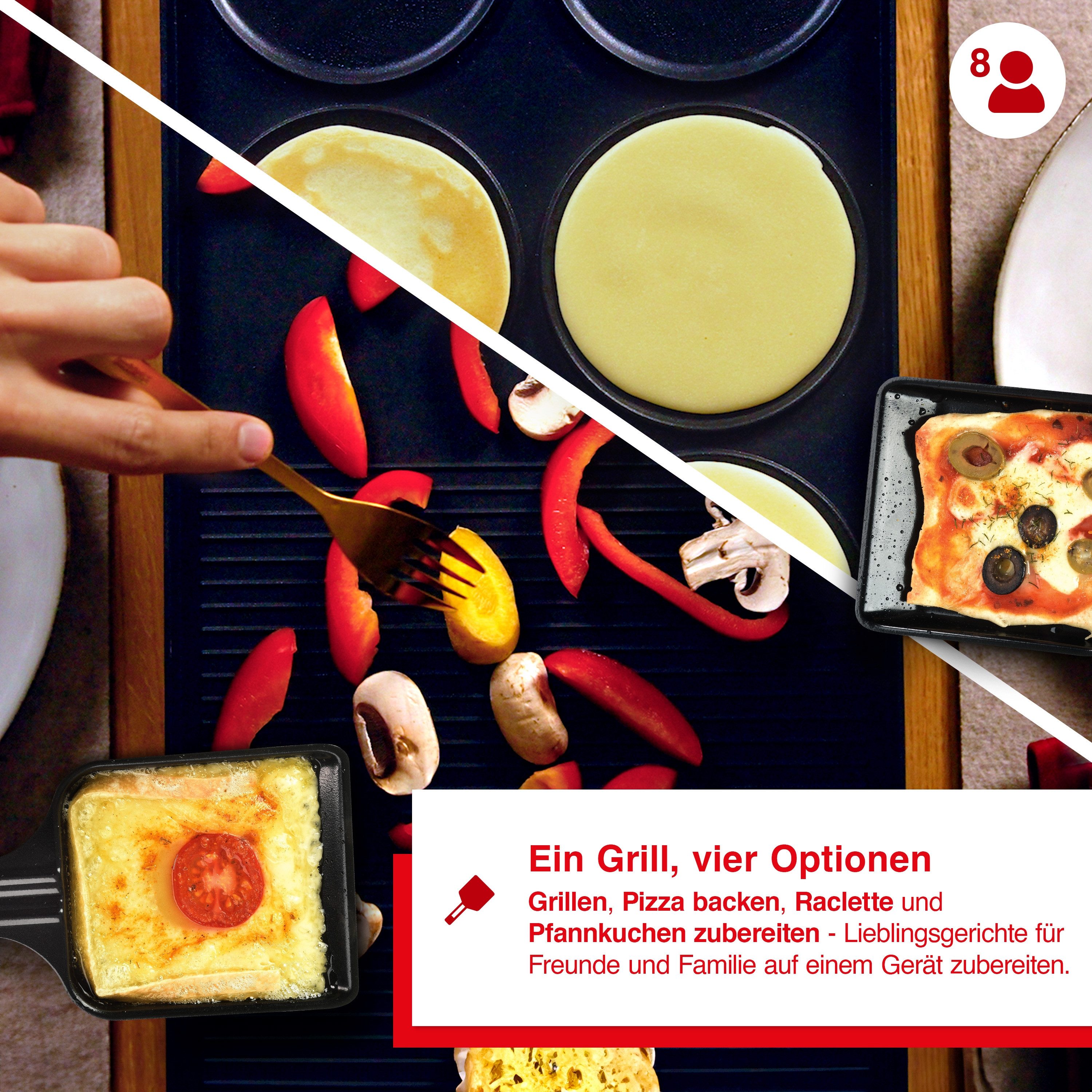 SOLIS OF SWITZERLAND Raclette, 8 Raclettepfännchen, 1400 W