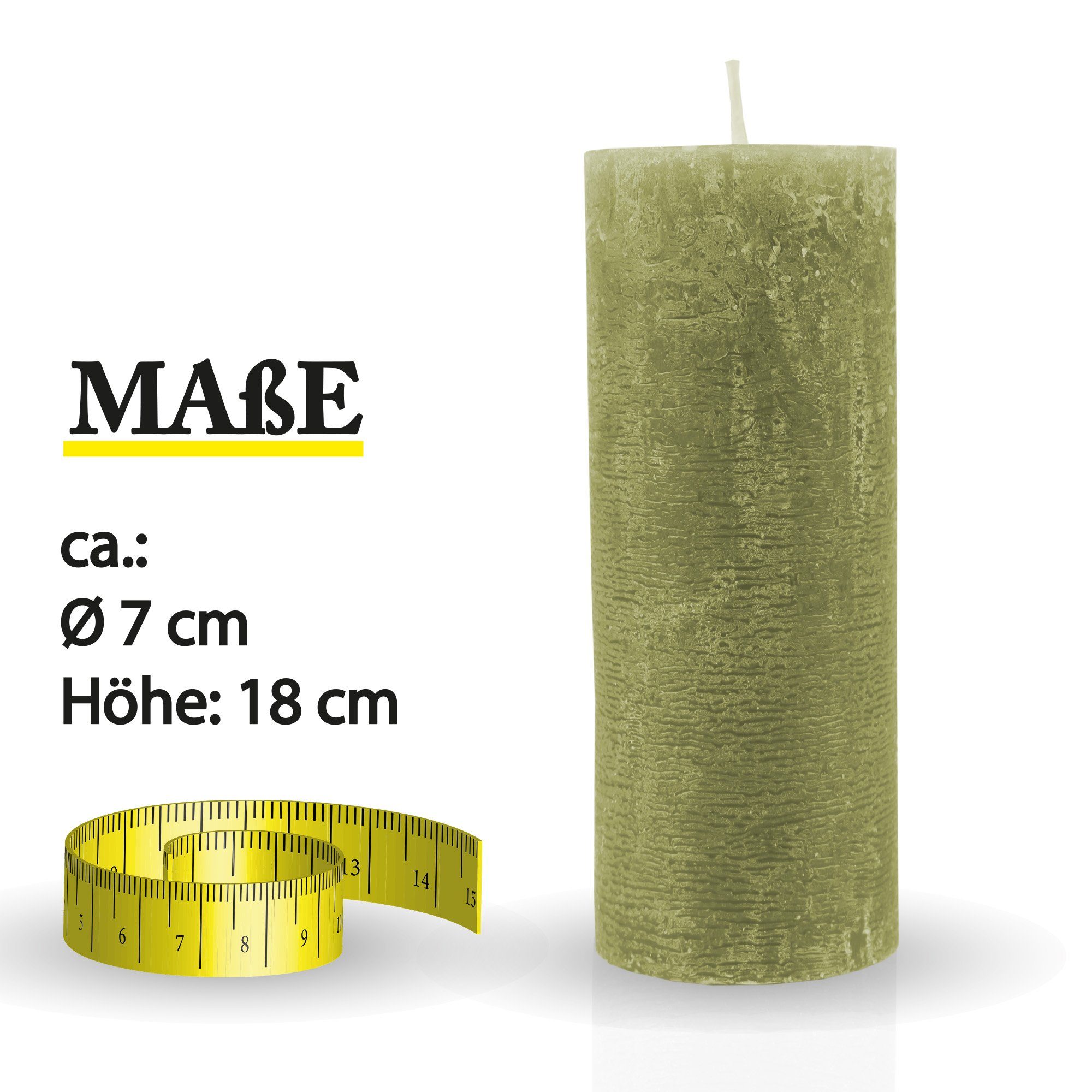 HS Candle Stumpenkerze Rustikale Antik Kerze (vers. Farben / Größen), Duftfreie Altarkerze - Dekokerze - lang Brenndauer - Retro