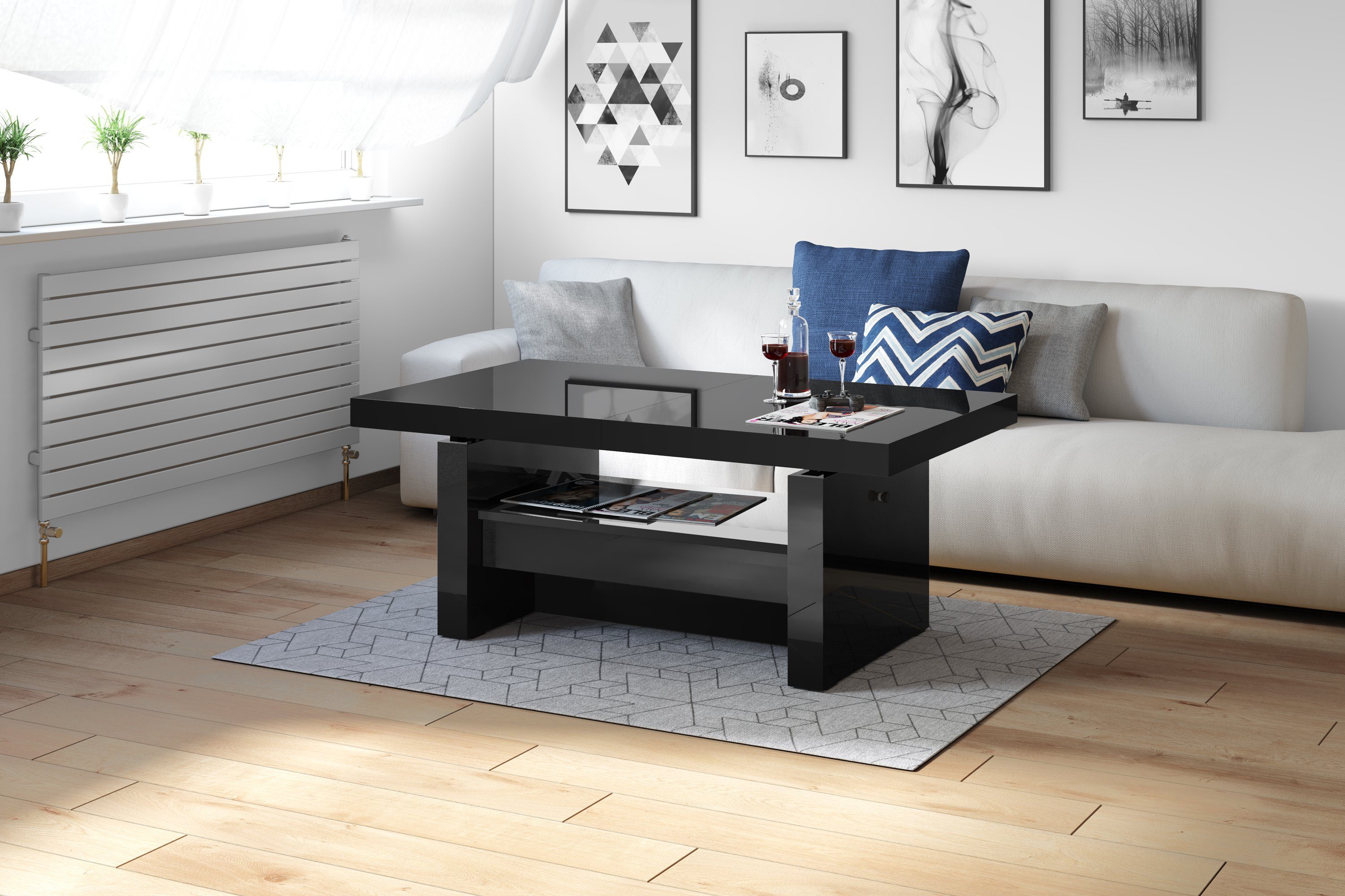 designimpex Couchtisch Aversa H-111 Schwarz Hochglanz günstig online kaufen