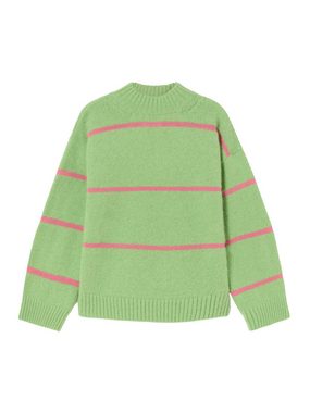 Thinking Mu Rundhalspullover Parrot Green Madi Stripes Knitted Sweater
