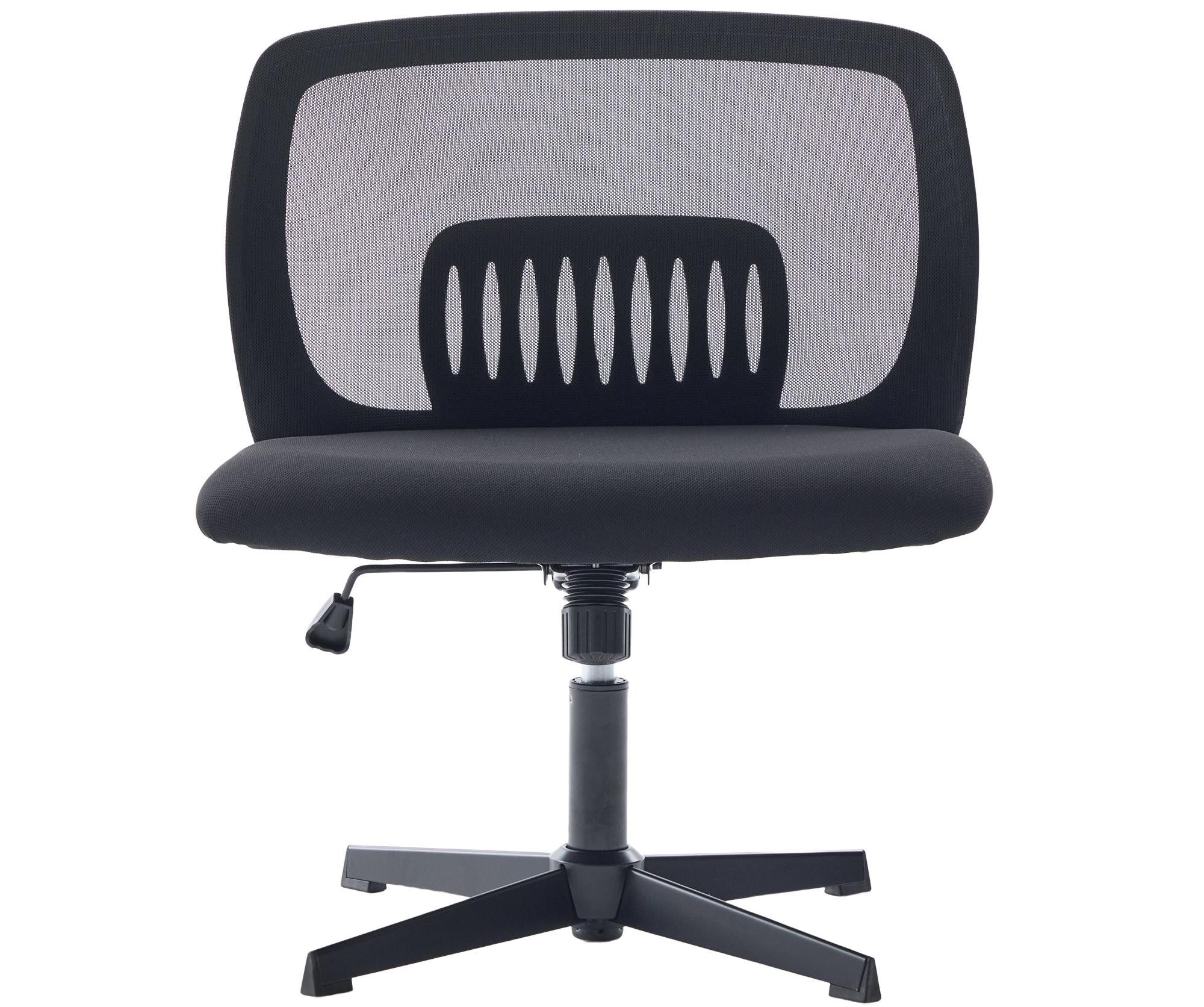 LVHOM Bürostuhl Armloser Drehstuhl, 61cm Breitsitz(jeder Körpertyp), Höhenverstellbar (360°drehbar, 20°neigbar Wippfunktion, gekreuzten Beinen. Ergonomisch, Wählbar zwischen Mesh(atmungsaktiv)-/ Velours(Winterkomfort)-Bezug, mit Stahlbeinen in Schwarz/Weiß. Bis 200kg, Rückendruckentlastung durch U-Form), Schneidersitz. Für Make-up, Lesen, Gaming, Büro, Homeoffice, Leseecke