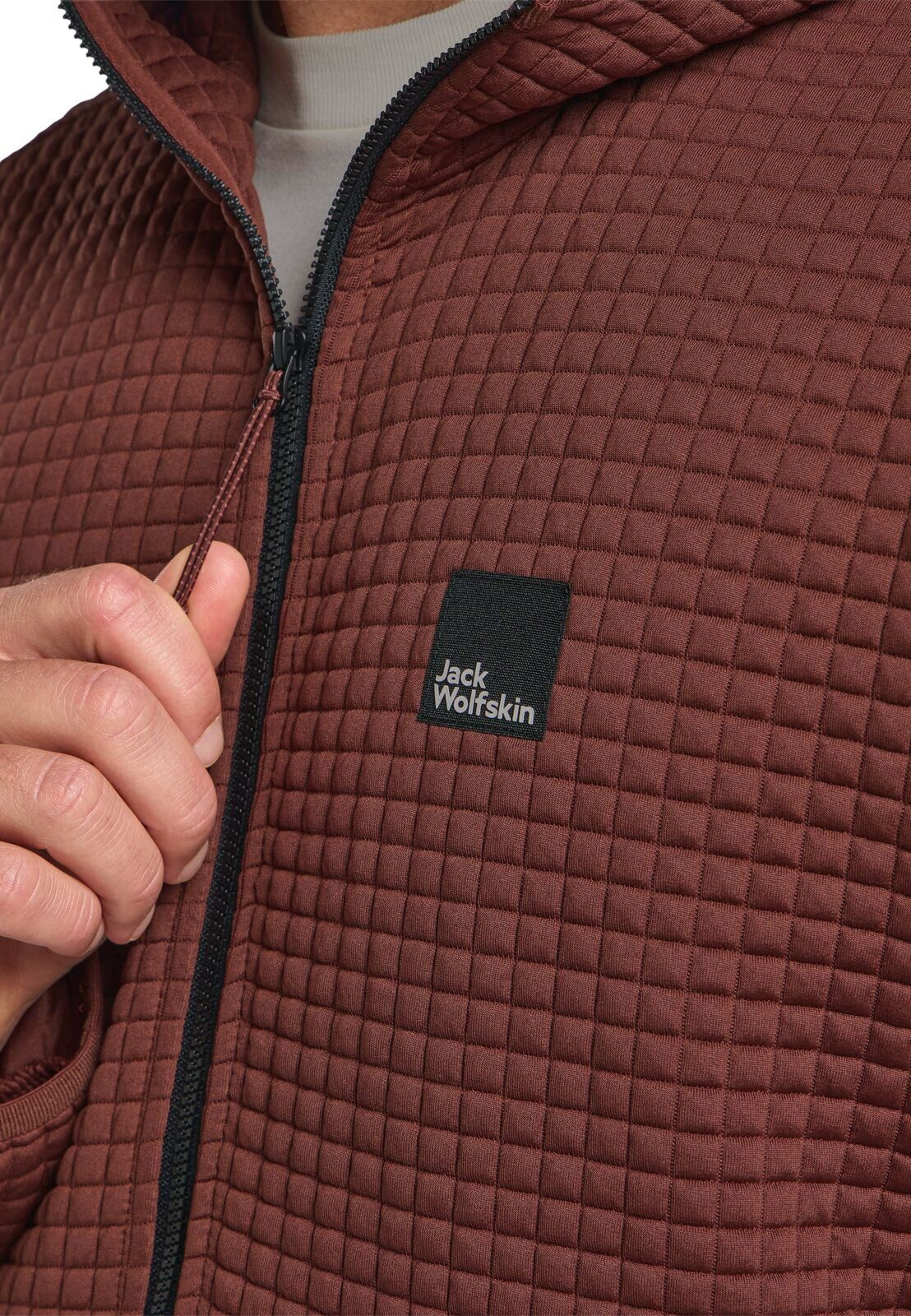 Jack Wolfskin Fleecejacke Mogari Hooded Full Zip (atmungsaktiv, Recyclingpolyester) braun Herren