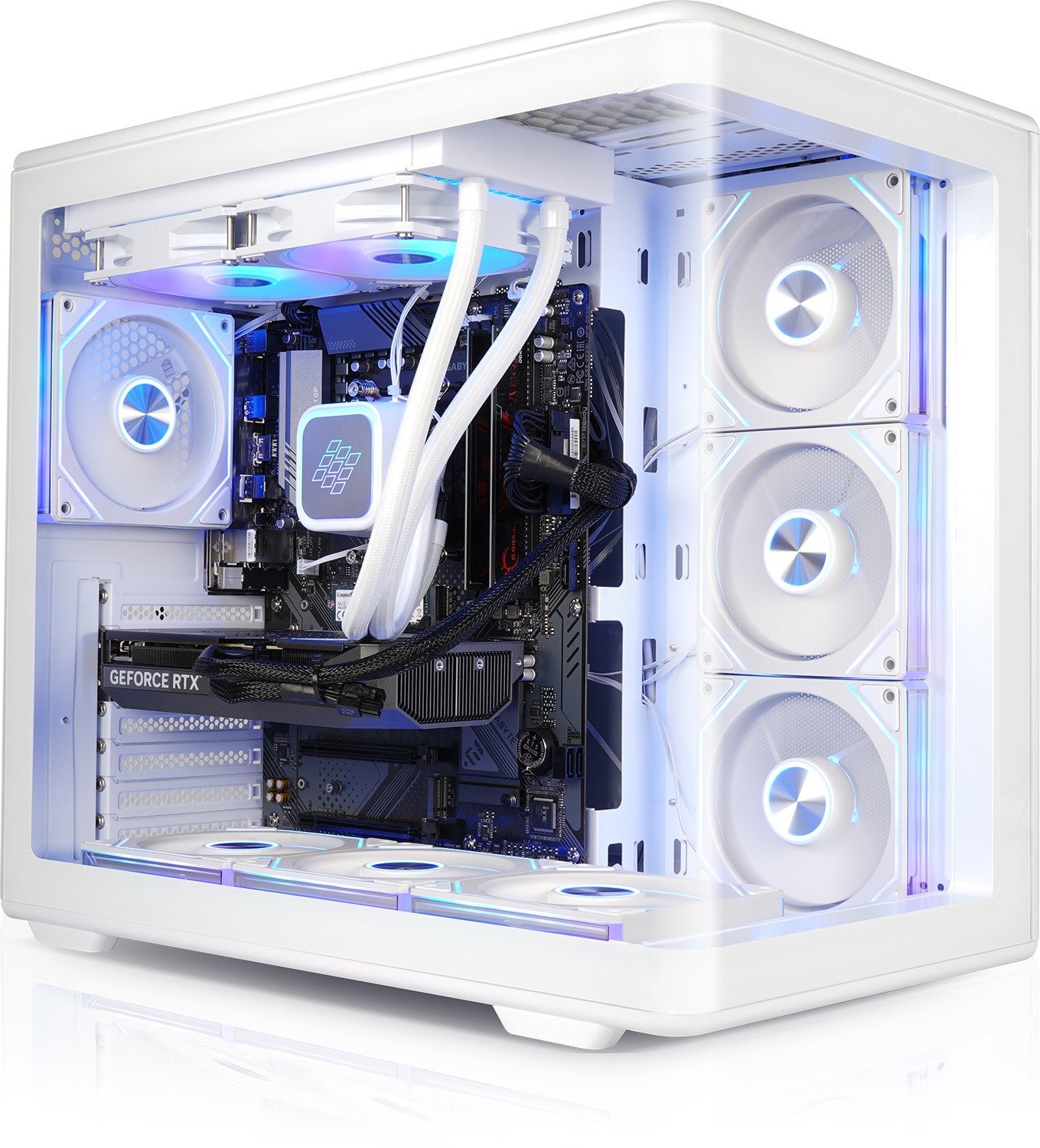 Kiebel Curve Elite Plus Gaming-PC (AMD Ryzen 7 AMD Ryzen 7 7800X3D, RTX 5070, 32 GB RAM, 1000 GB SSD, Wasserkühlung, WLAN, ARGB-Beleuchtung)