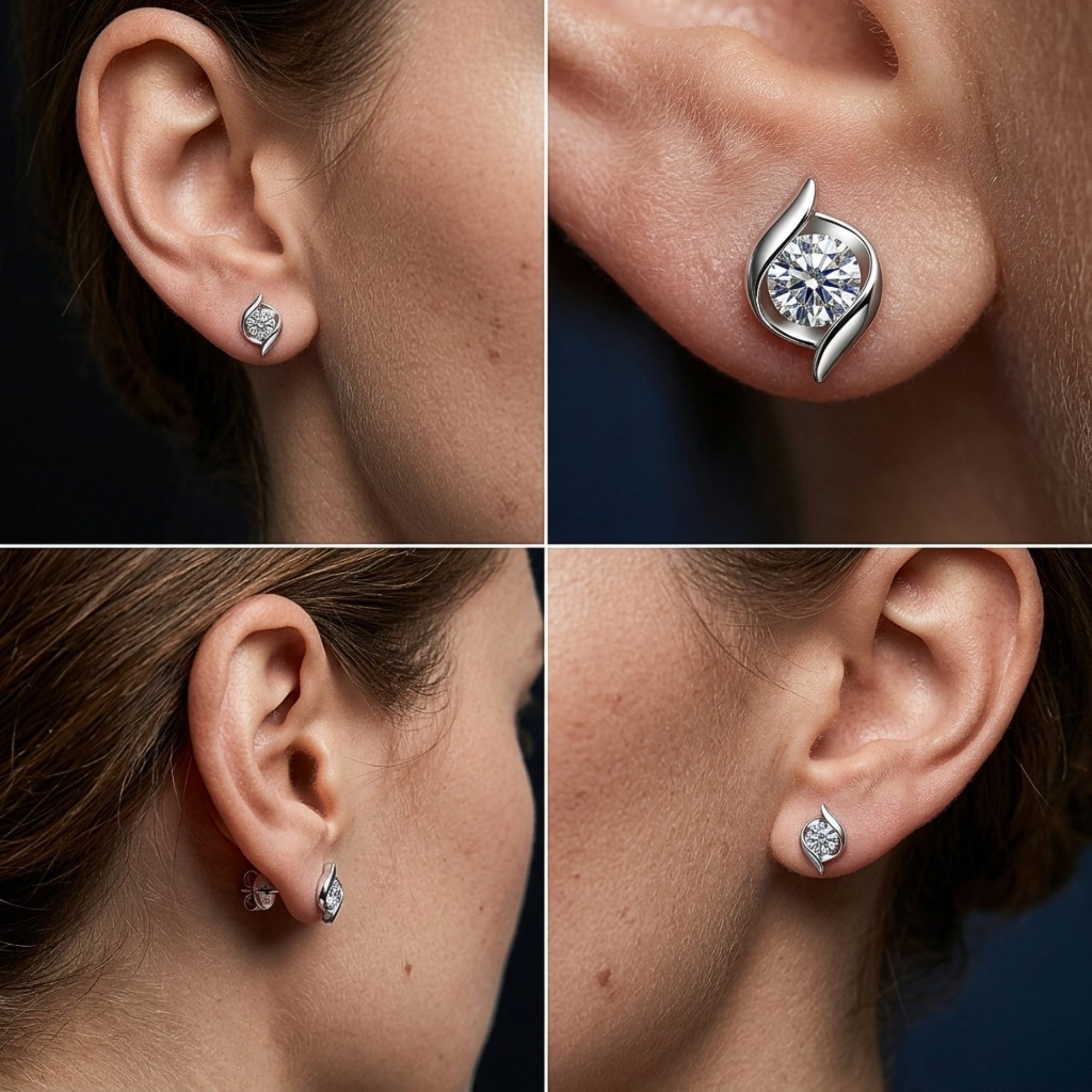 UNIQAL.de Ohrstecker-Set FIORA – Moderne Schmuckkunst mit 1 ct Moissanit & Diamant-Look (skulpturales Design mit fließender Linienführung, inkl. Luxus-Etui und Garantie auf den Moissanit-Stein), hautfreundlich, langlebig und angenehmer Tragekomfort