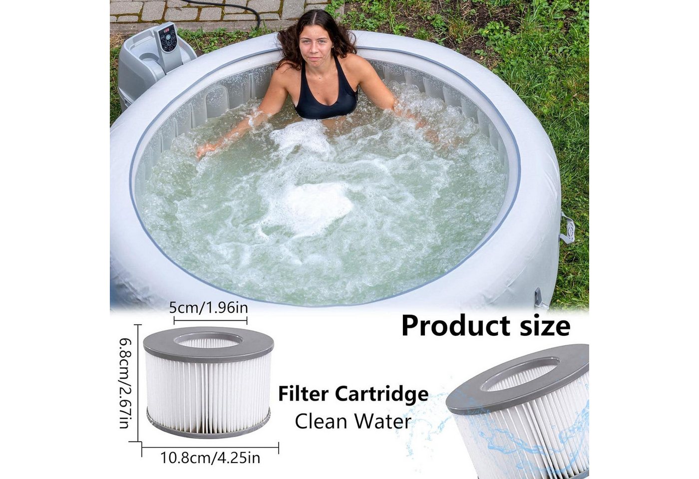 Thumbnail - FELIXLEO Kartuschen-Filterpumpe Ersatzfilter für MSPA Whirlpool zubehör für MSPA FD2089 (6 St)