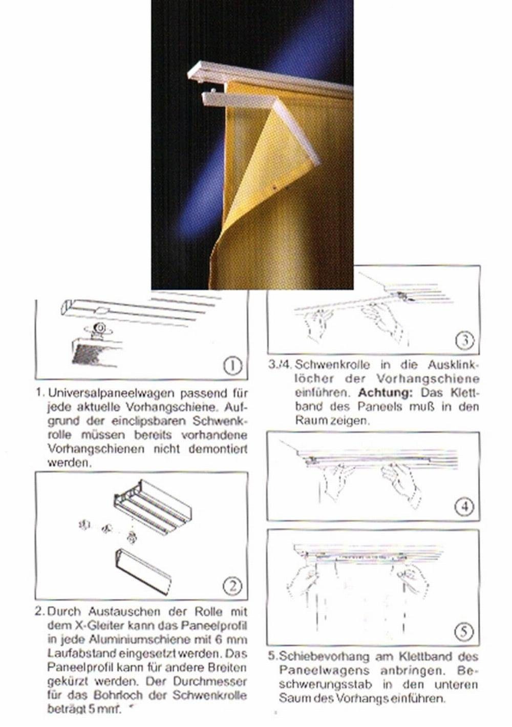 Gardinenbox Schiebegardine (1 St), Klettband, transparent, Voile, Flächenvorhang unifarben inkl. Paneelwagen 85589