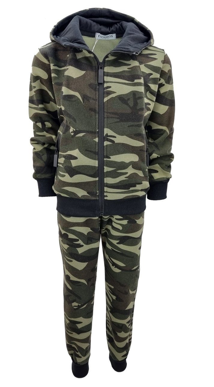 Fashion Boy Sweatanzug Army Sweatanzug Tarn Freizeitanzug camouflage, JF364 Grün camouflage