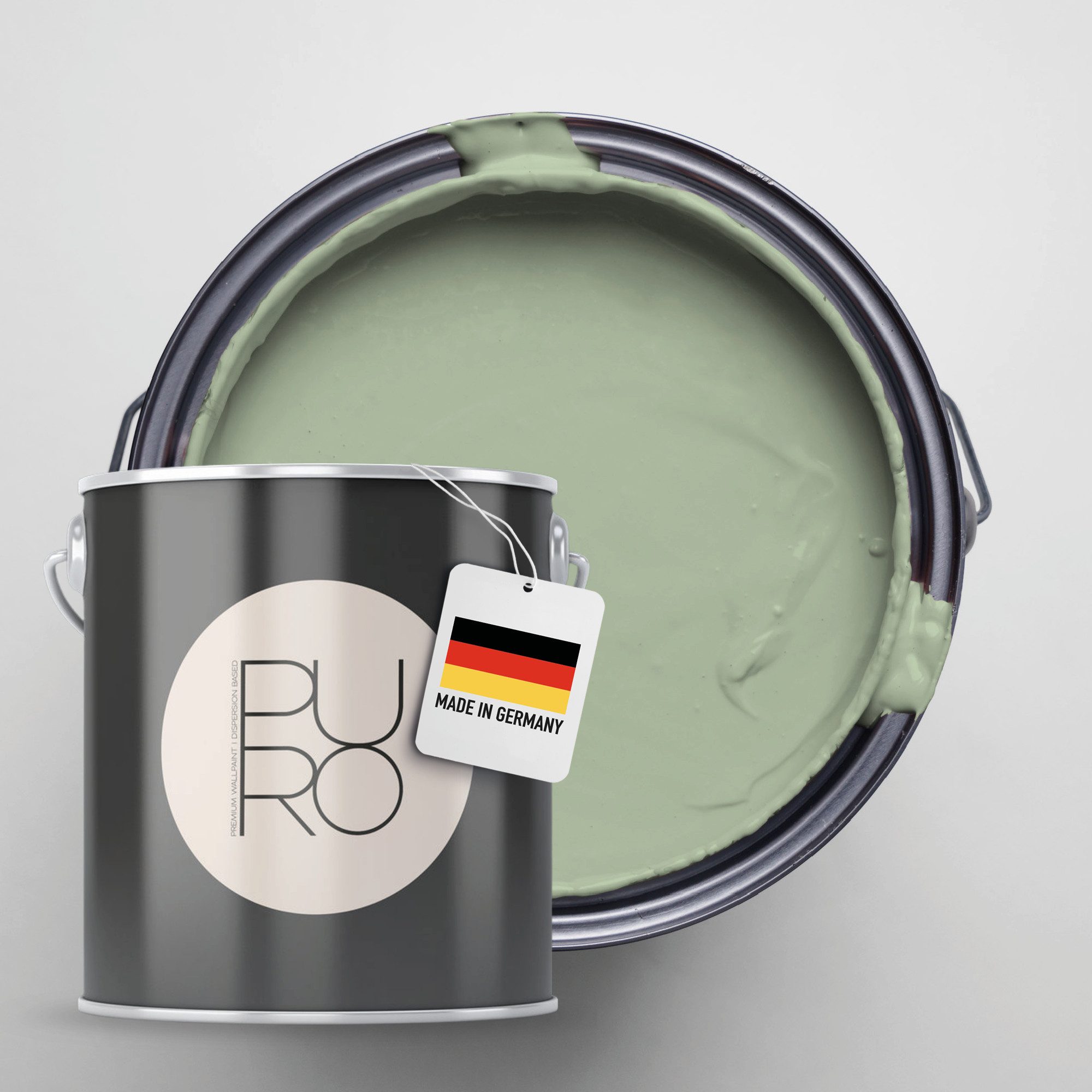 A.S. Création Wandfarbe Premium Innenwandfarbe PURO Tuchmatt sage green, ideal für Wohnzimmer, Schlafzimmer, Flur und Küche, Farbwelt Grün