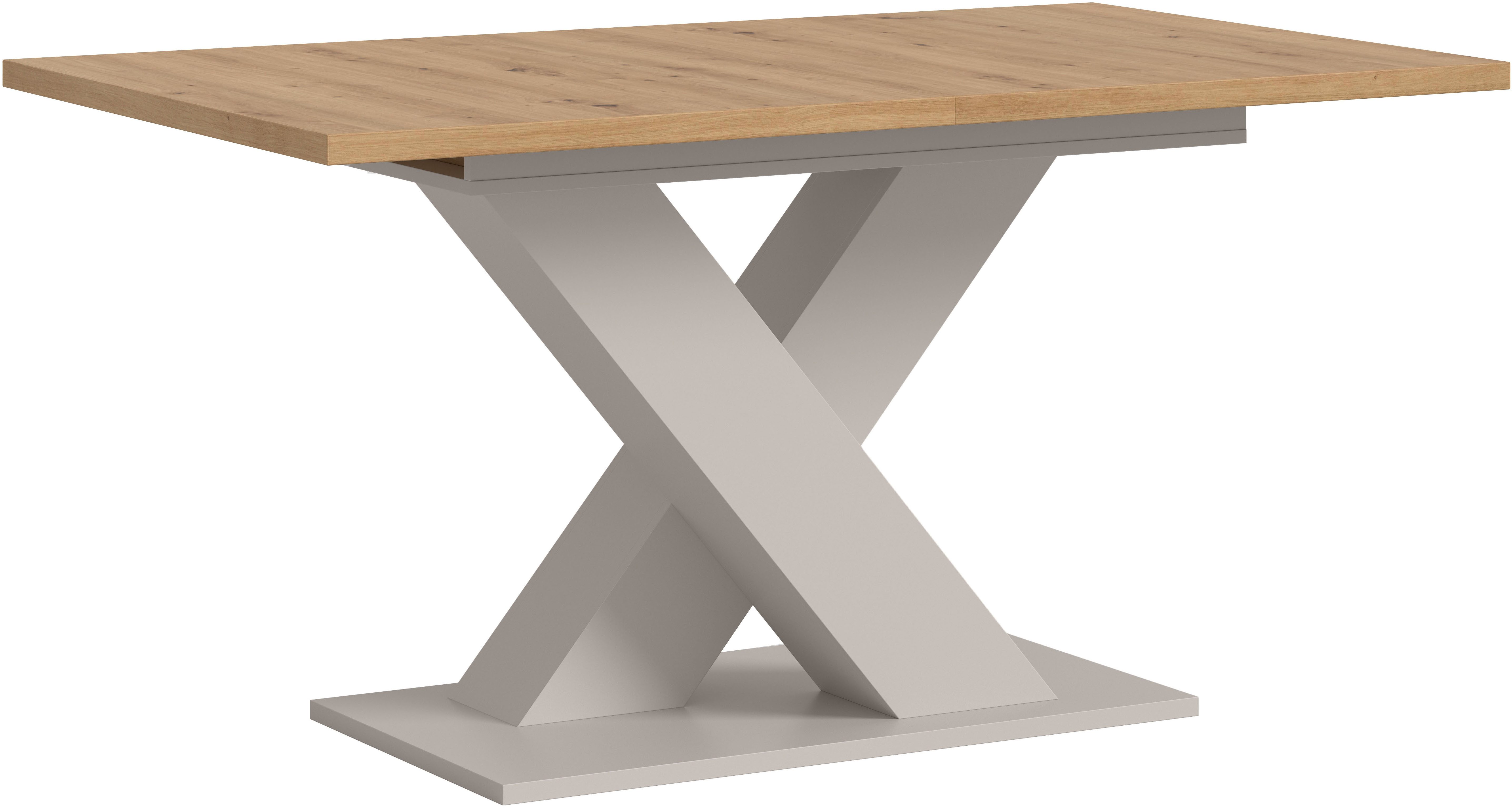 Home affaire Esstisch Motus, ausziehbar 150 -190 cm, inklusive 40 cm Einlegeplatte (Set, 1-St), X-Gestell mit Bodenplatte, Tisch, Küchentisch, Esszimmer, Küche