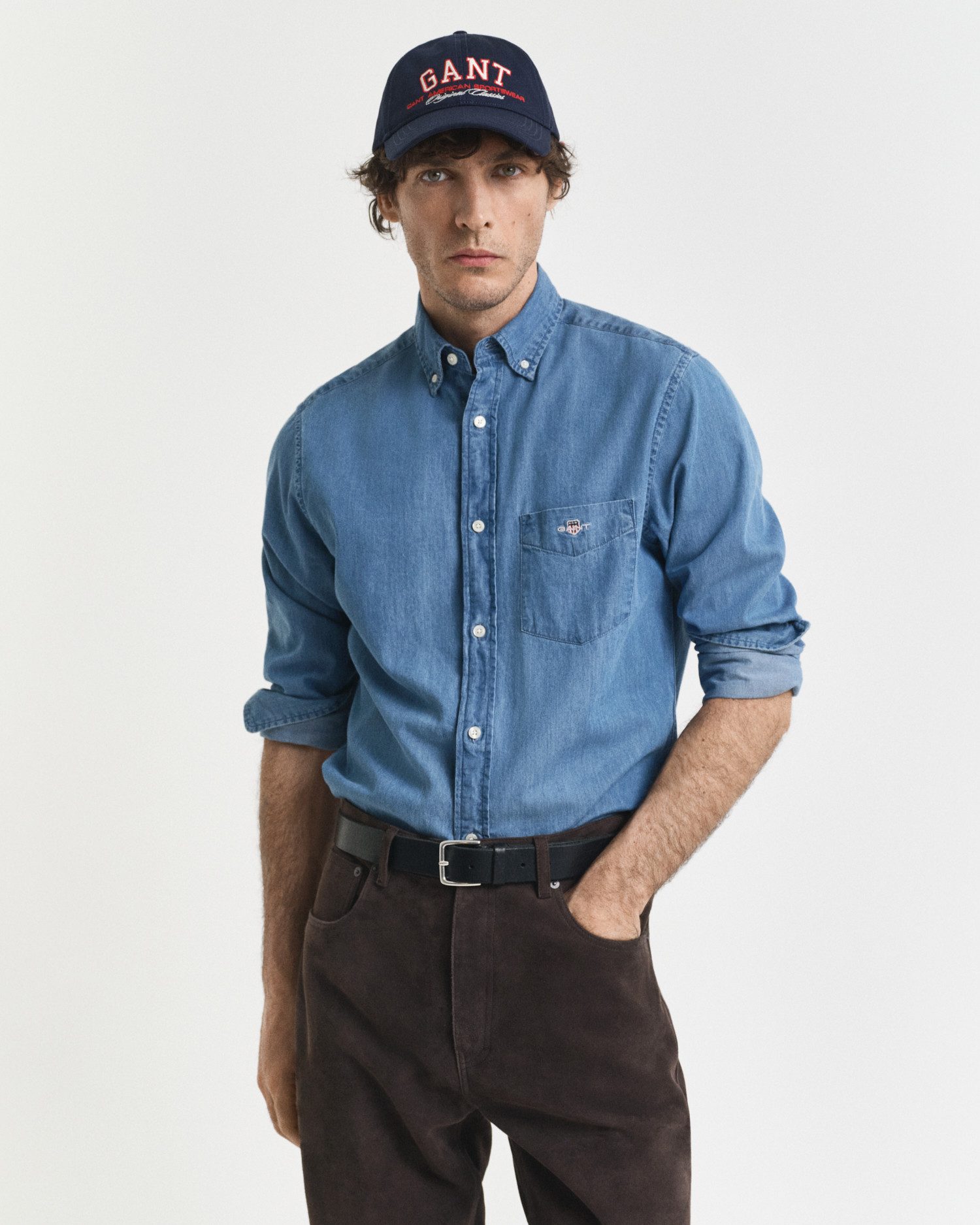 Gant Langarmhemd Regular Fit Denimhemd Jeanshemd pflegeleicht