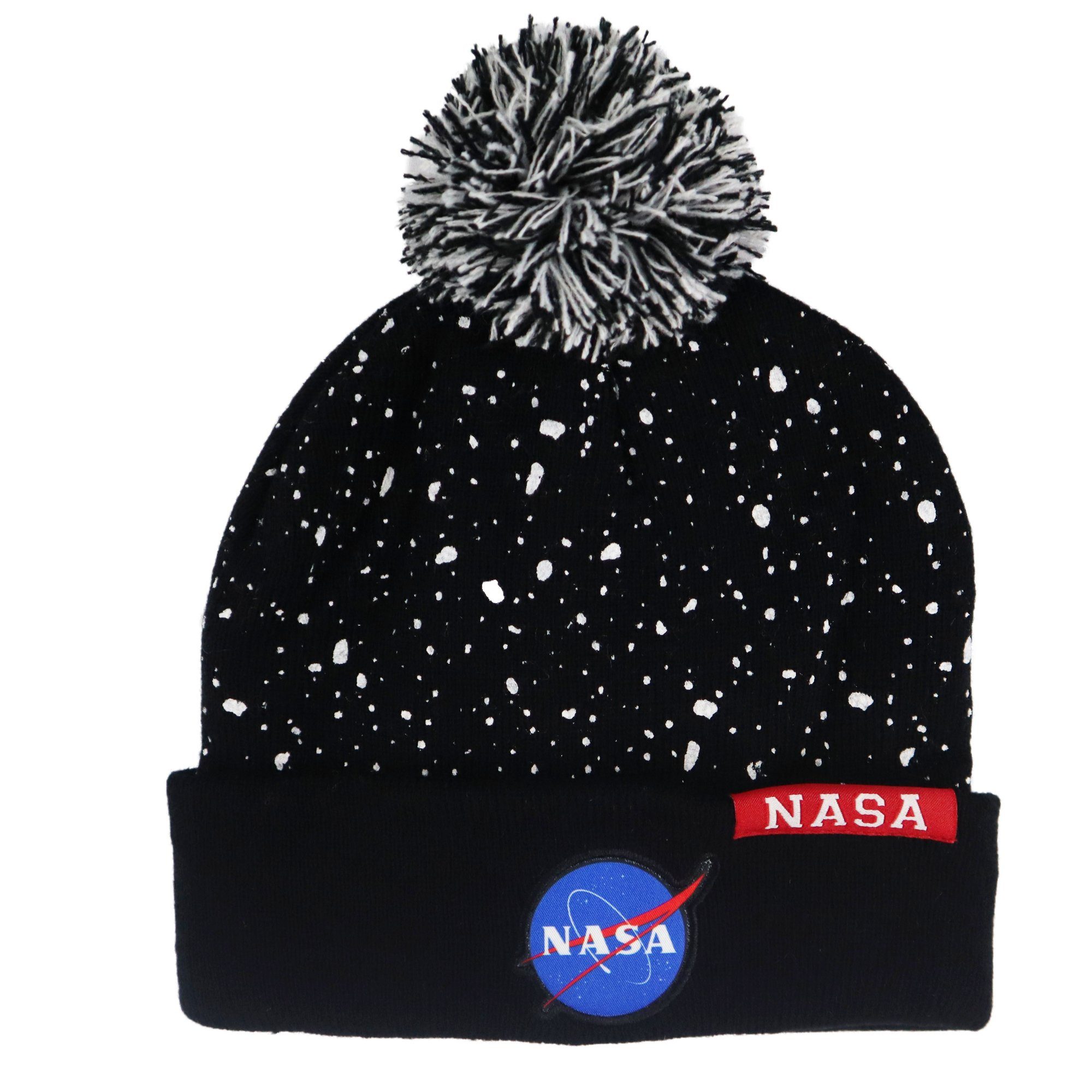 NASA Bommelmütze NASA Space Center - Junge Herren Herbst Wintermütze Bommelmütze Gr. 54 bis 56