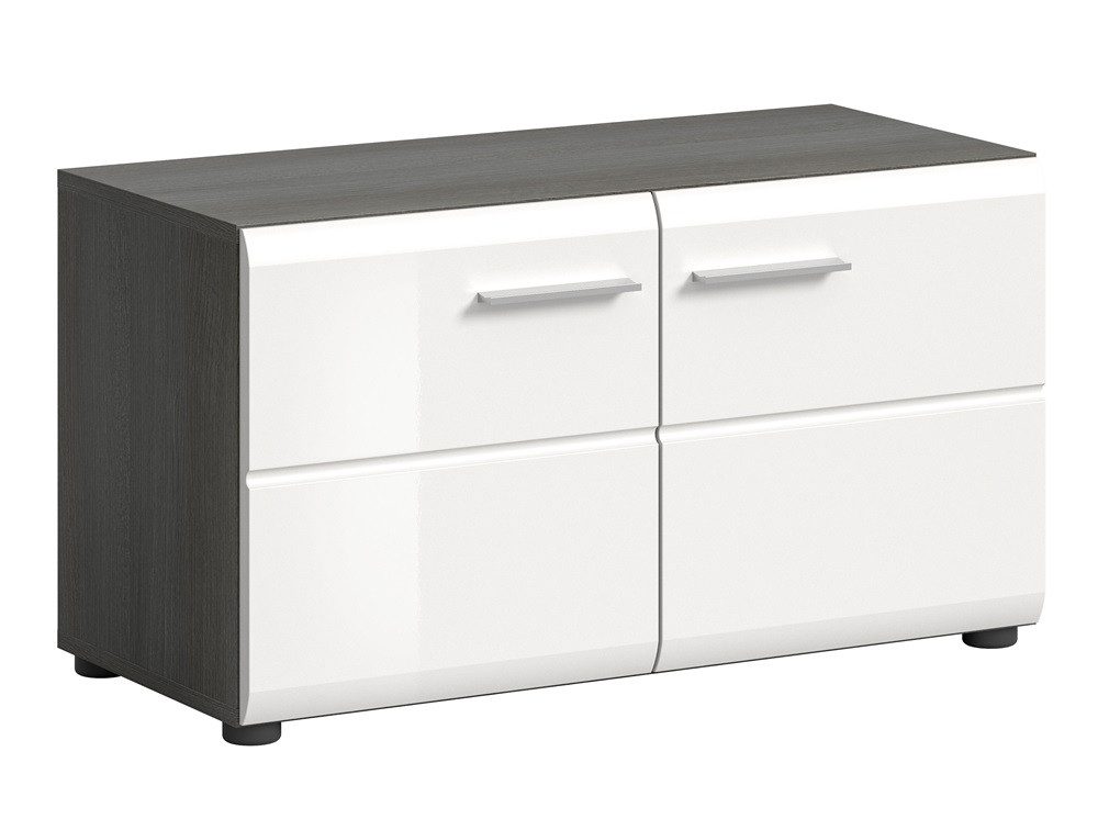 xonox.home Schuhschrank Garderobenbank Sitzbank Salsa, weiß Hochglanz / rauchsilber Schuhbank