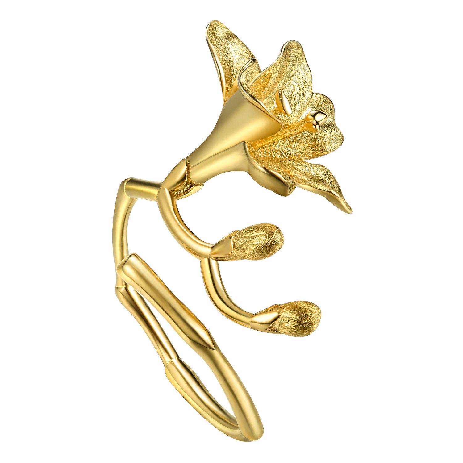 Runde Perlé Silberring große Freesie Ring, größenverstellbar, handgefertigter Ring, 925er Silber, 18K Gold