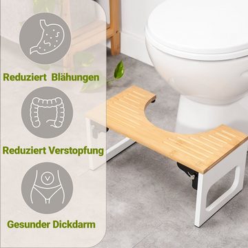 Benkstein Badhocker Toilettenhocker - Klo Hocker aus Holz Faltbar (Badezimmerhocker faltbar), - Toilettenhocker aus Bambus