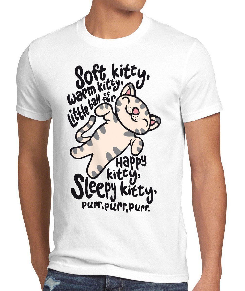 style3 Print-Shirt Herren T-Shirt Soft Kitty sheldon sleepy happy cooper big theory penny katze bang cat weiß