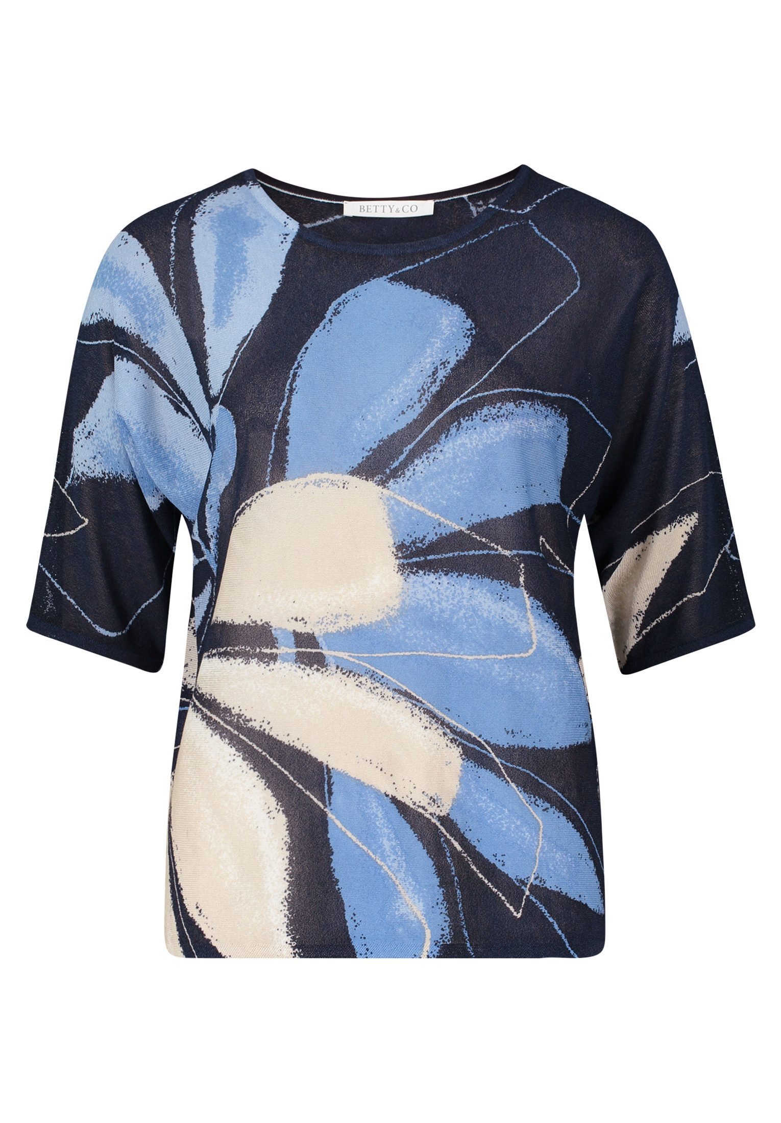 Betty&Co Strickpullover Damen Feinstrickpullover mit Print (1-tlg) Druck günstig online kaufen