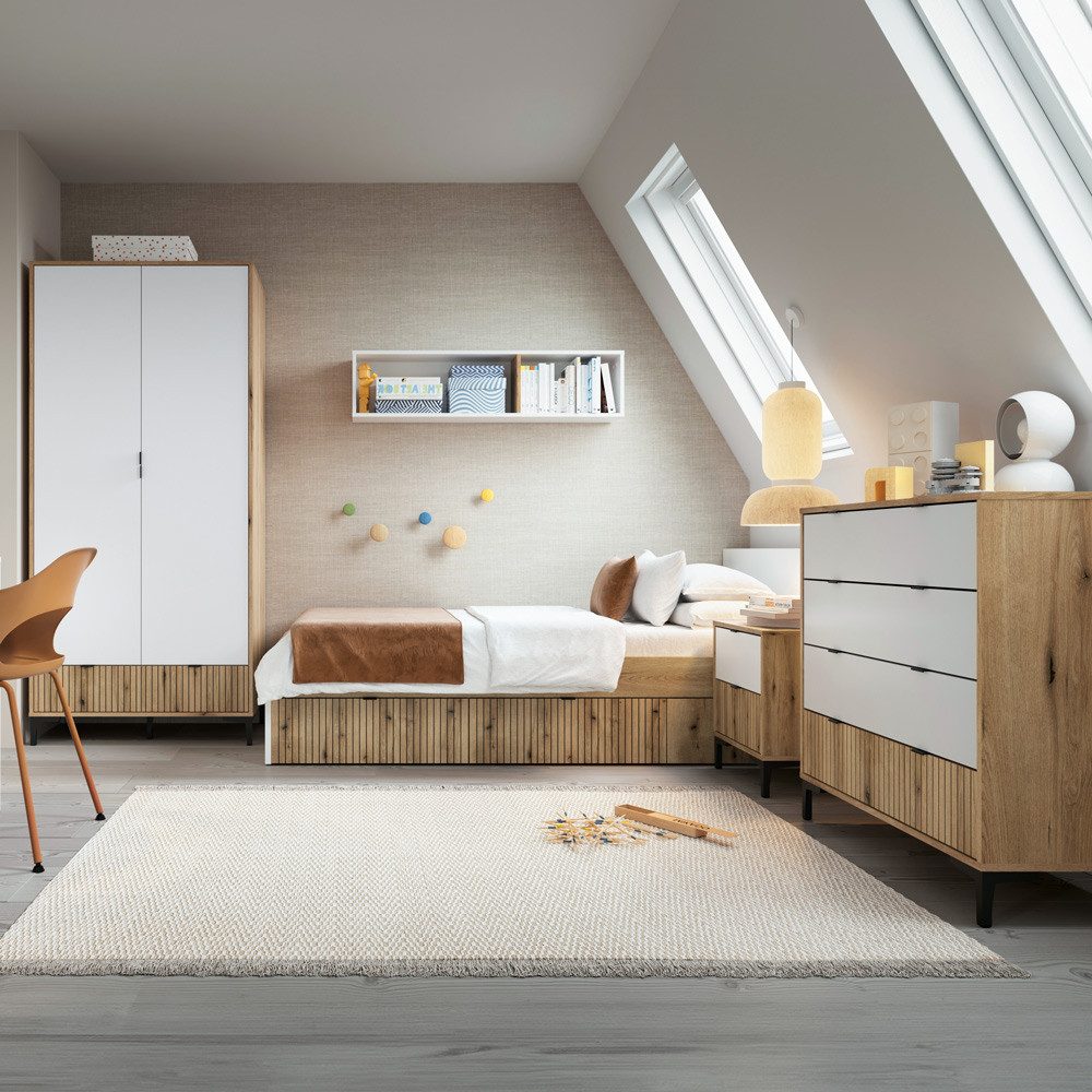 Lomadox Bettschubkasten RISBY-129, Eiche Bettschublade Bettkasten Stauraum
