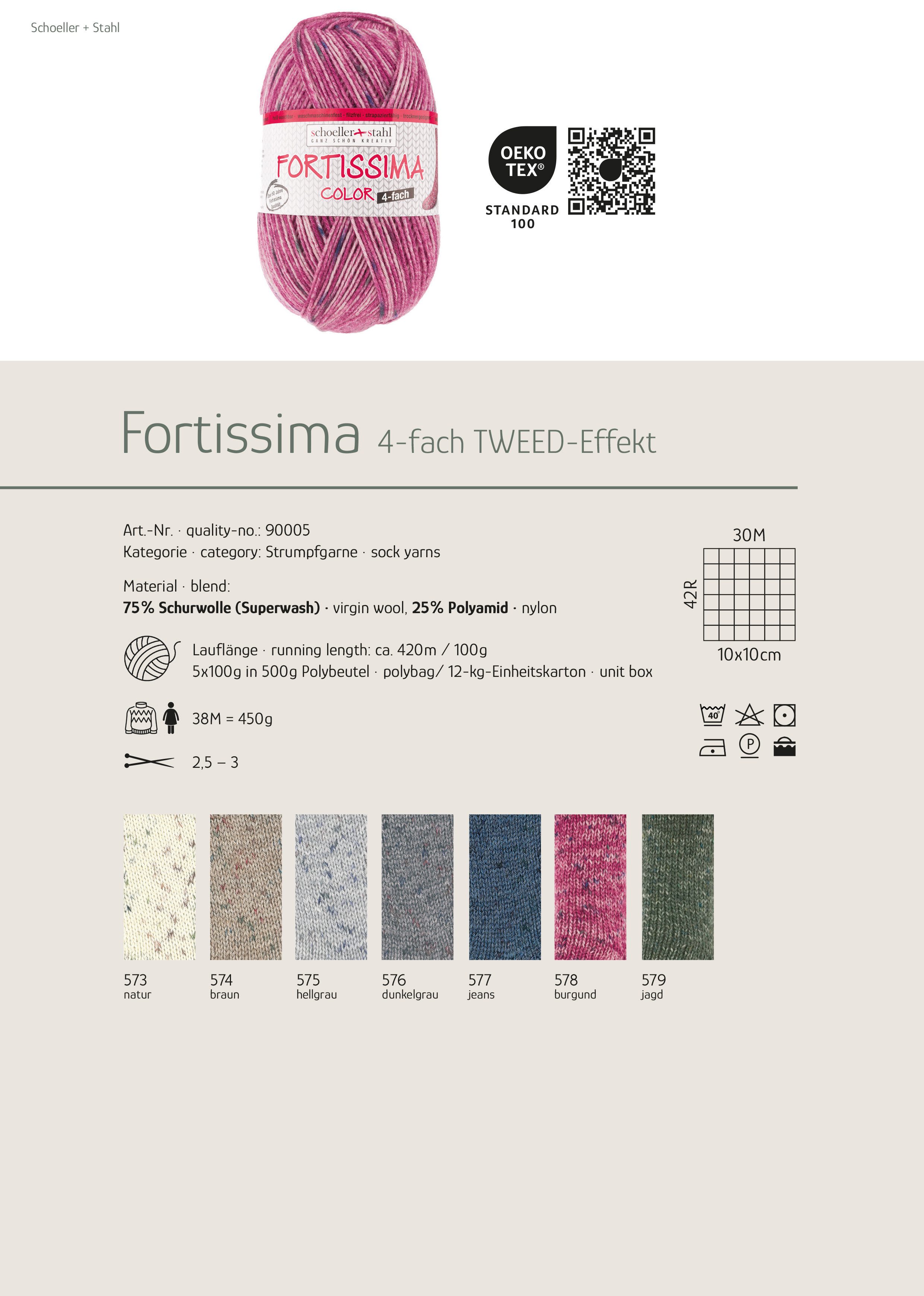 Schoeller + Stahl Fortissima 4-fach Tweed Effekt Häkelwolle, 420 m, robust, stilvoll, vielseitig