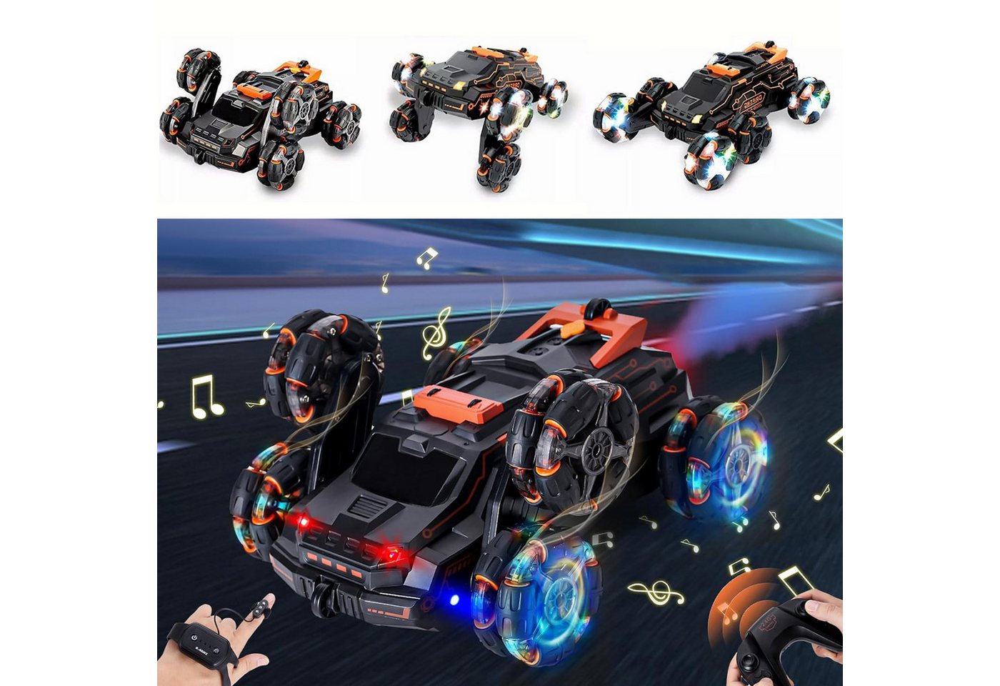 Thumbnail - OKWISH RC-Auto Ferngesteuertes Auto 6-Rad Stuntauto mit Gestensteuerung (mit 2,4 GHz Fernbedienung Offroad Auto ferngest...