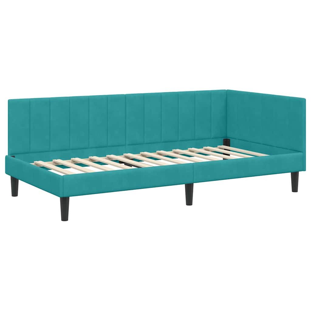 vidaXL Bett Eckbettgestell mit Kopfteil Türkis günstig online kaufen