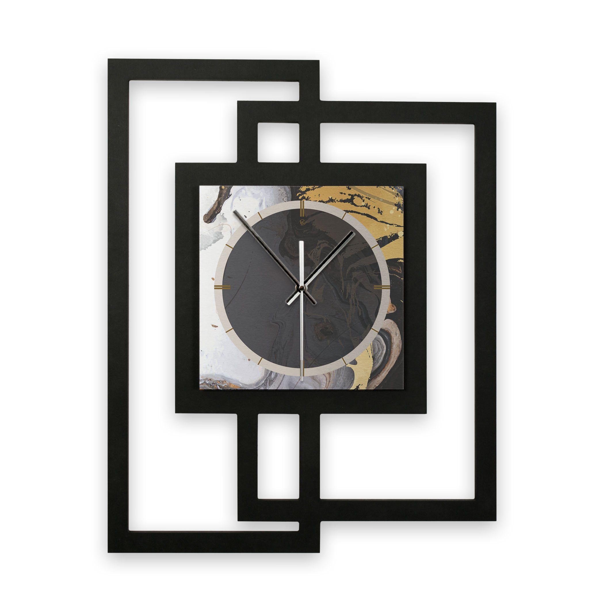 Kreative Feder Wanduhr Design-Wanduhr (ohne Ticken; in Elegance“ modern) modernem elegant, Quarzuhrwerk; Funk- außergewöhnlich, Metallic-Look „Dark oder