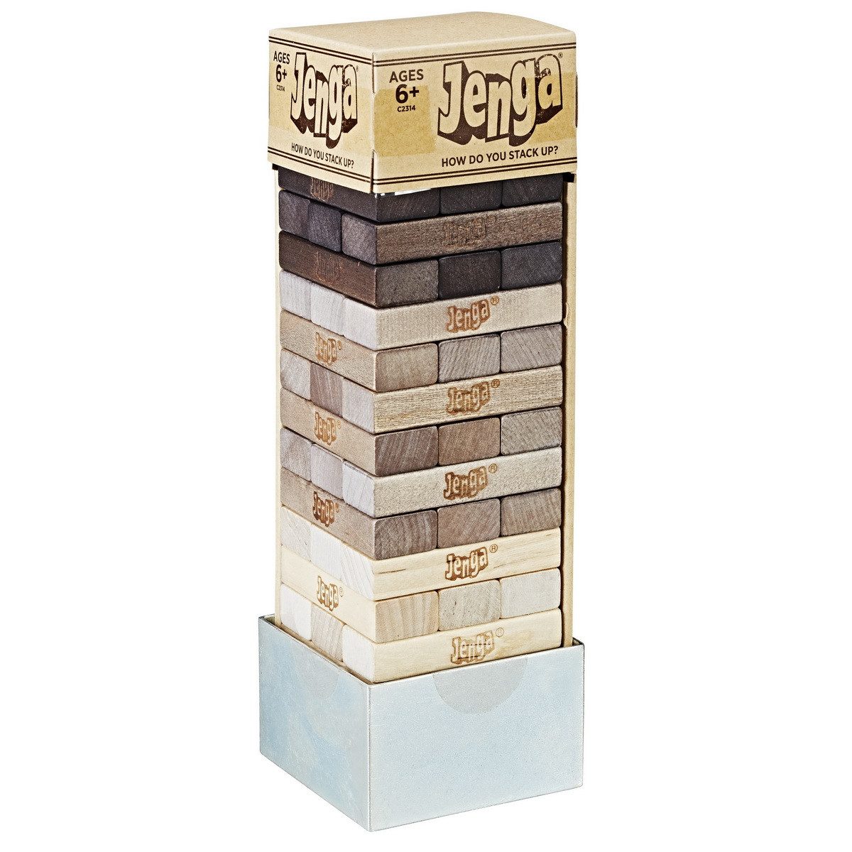 Hasbro Spiel, Geschicklichkeitsspiel Partyspiel Jenga Rustic Stapelspiel Holz-Stapelspaß, Gesellschaftsspiel Wackelturm